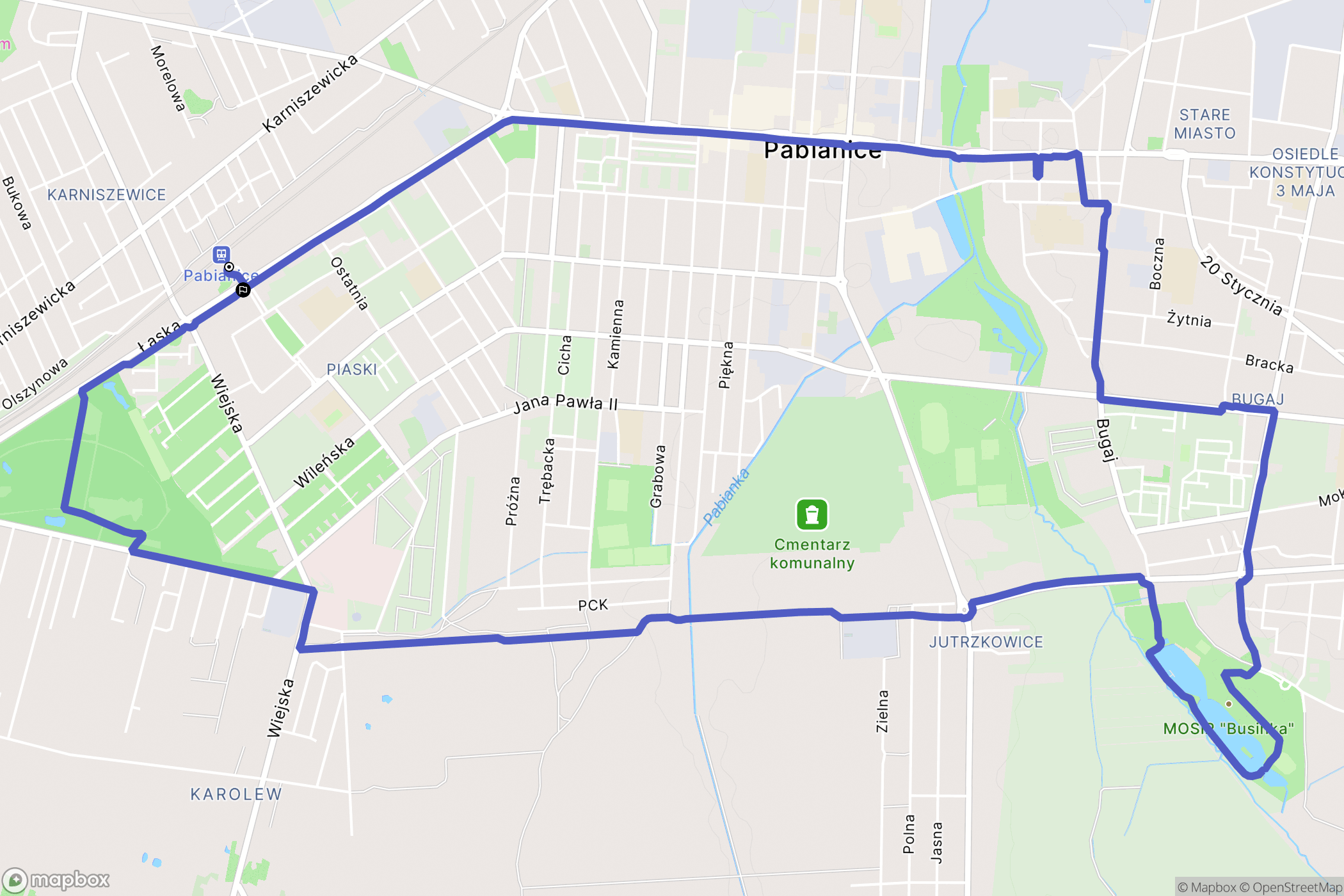 Pabianice: mapa trasy - Poland