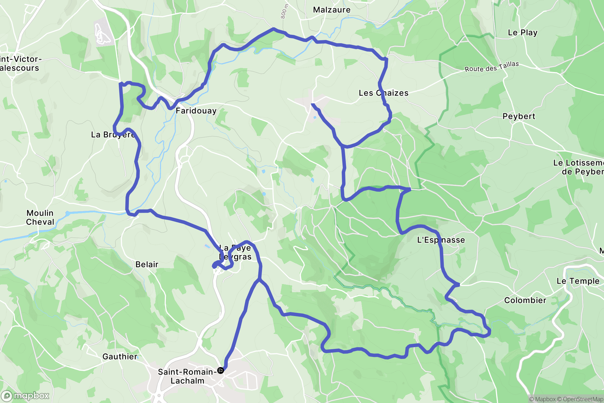 Saint-Romain-Lachalm : carte du parcours de randonnée - France