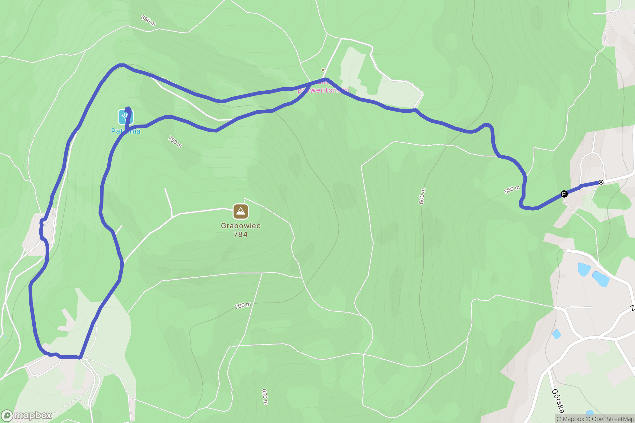 Miłków: mapa trasy - Poland