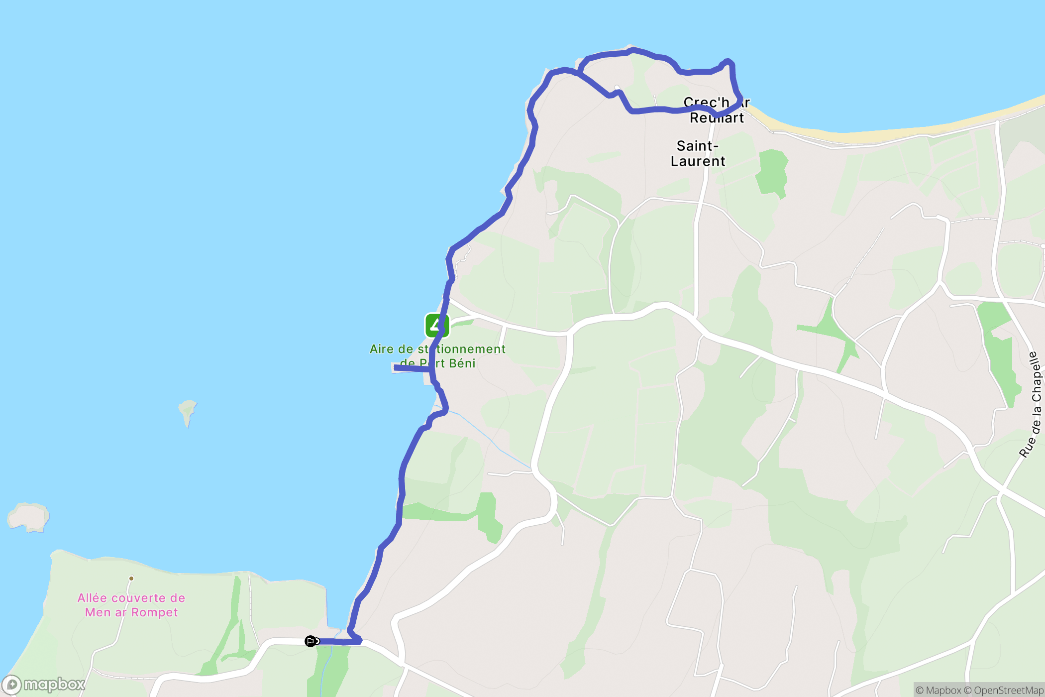 Kerbors : carte du parcours de randonnée - France