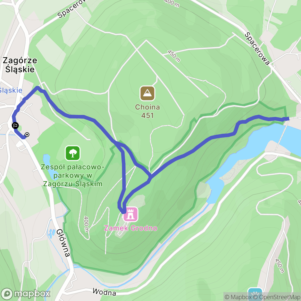 Zagórze Śląskie: mapa trasy - Poland