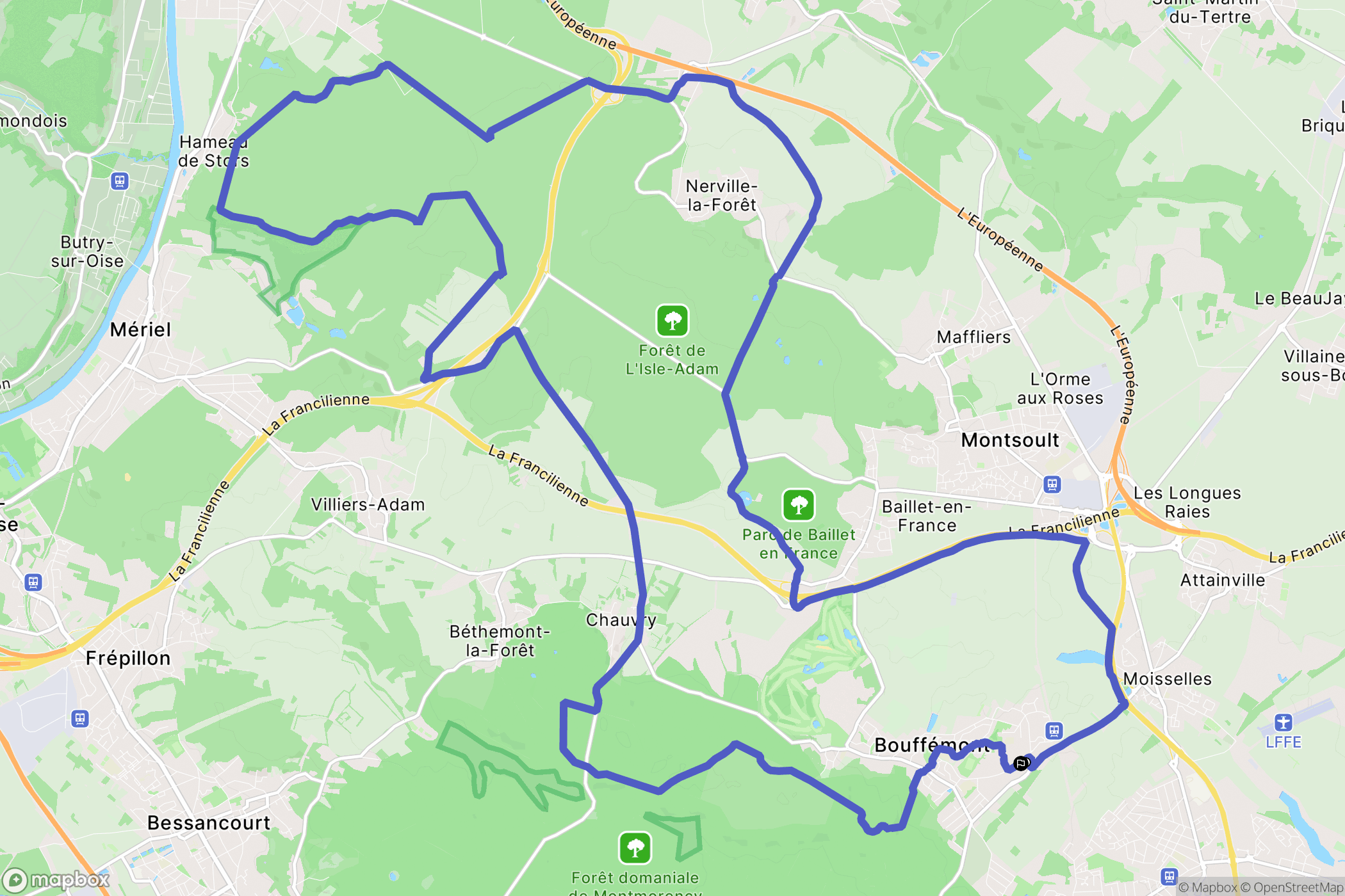 Bouffémont : carte du parcours de randonnée - France