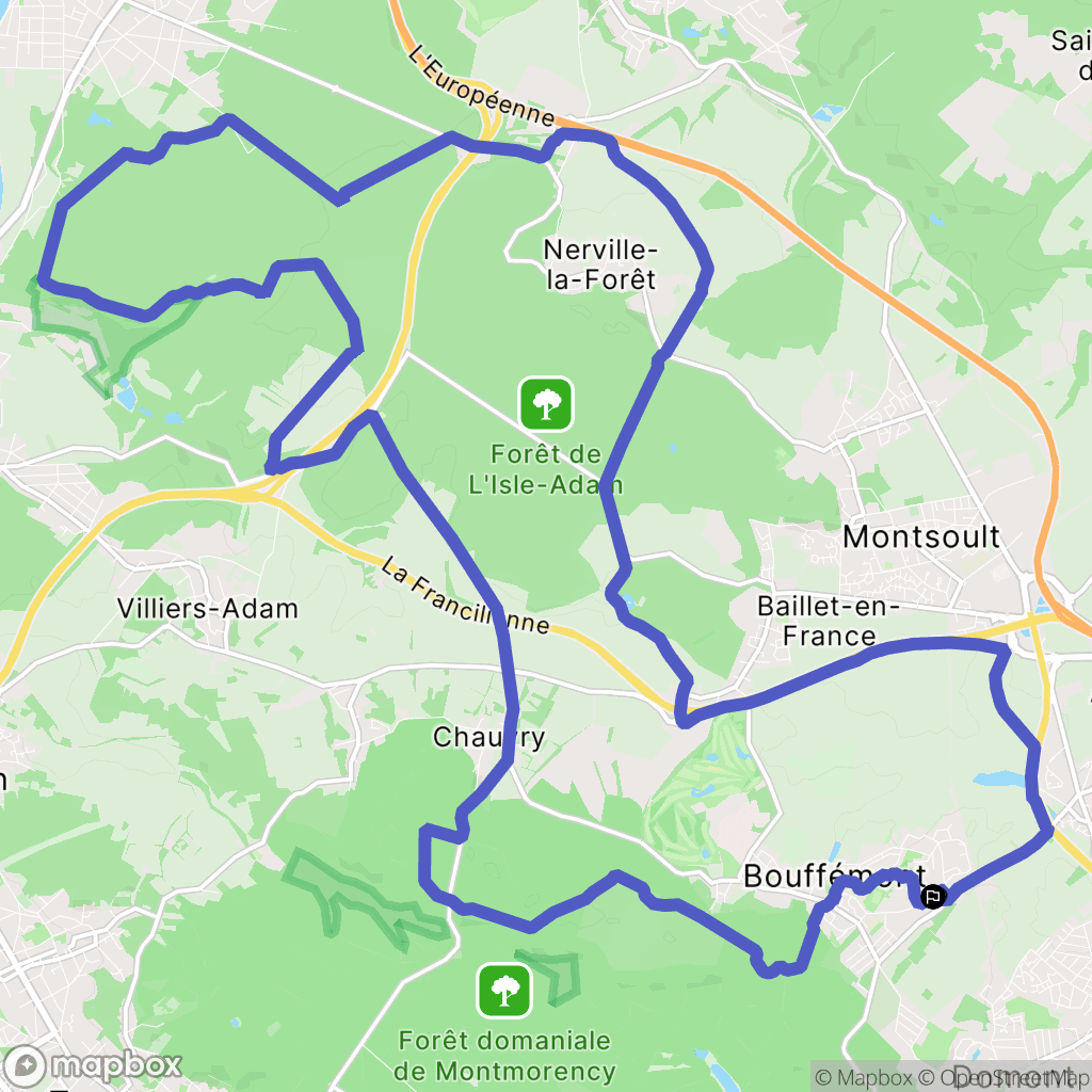 Bouffémont : carte du parcours de randonnée - France