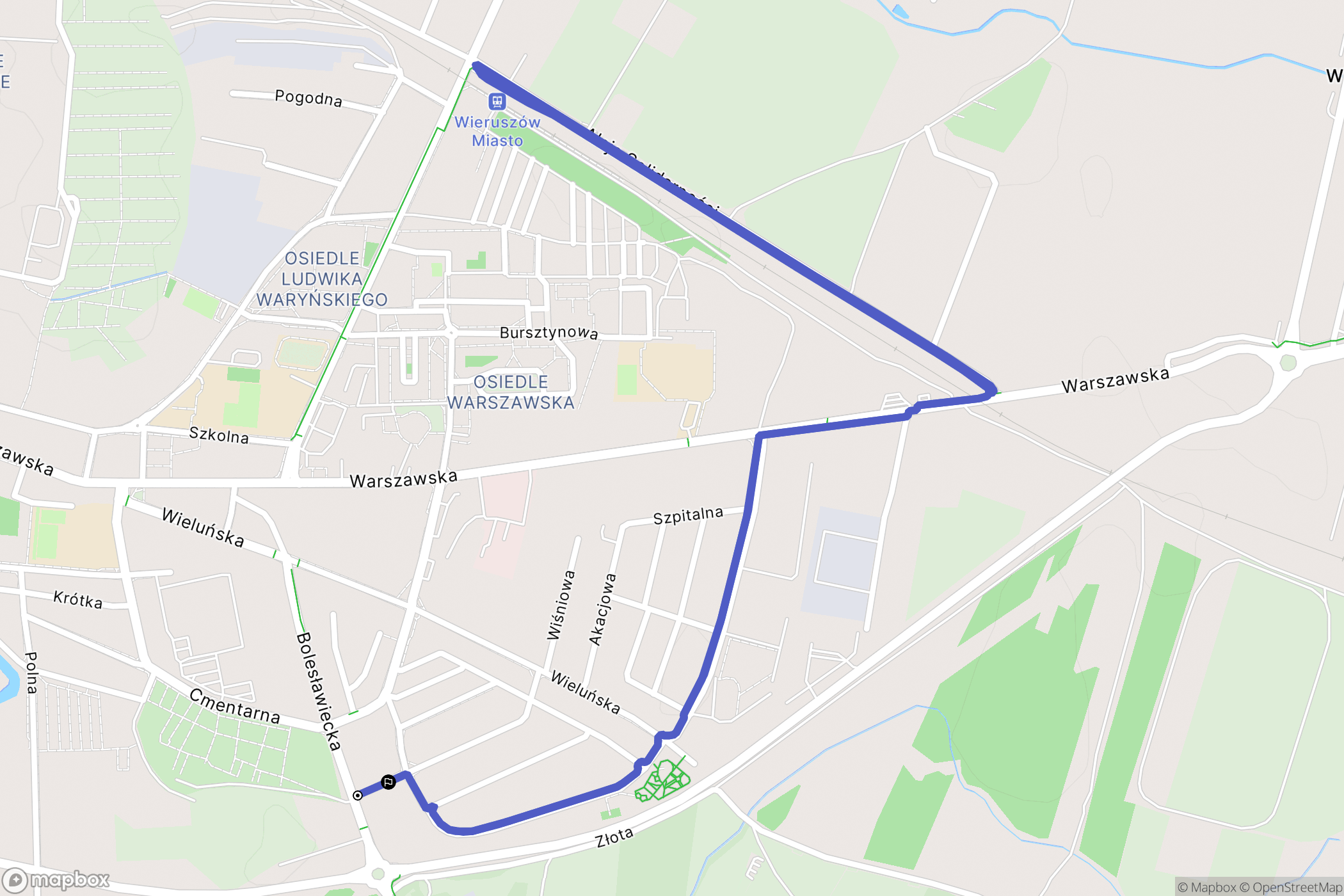 Wieruszów: mapa trasy - Poland