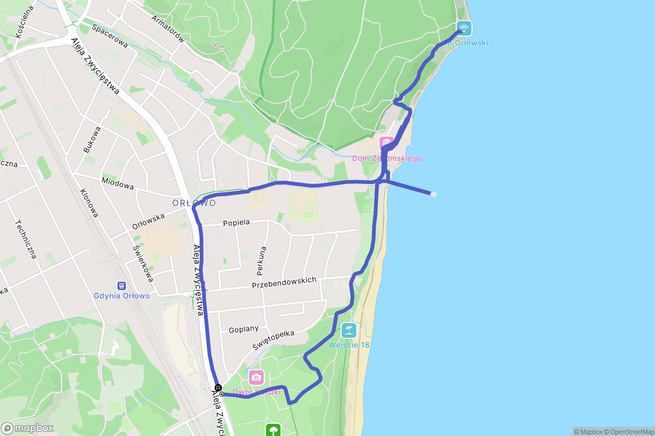 Gdynia: mapa trasy - Poland