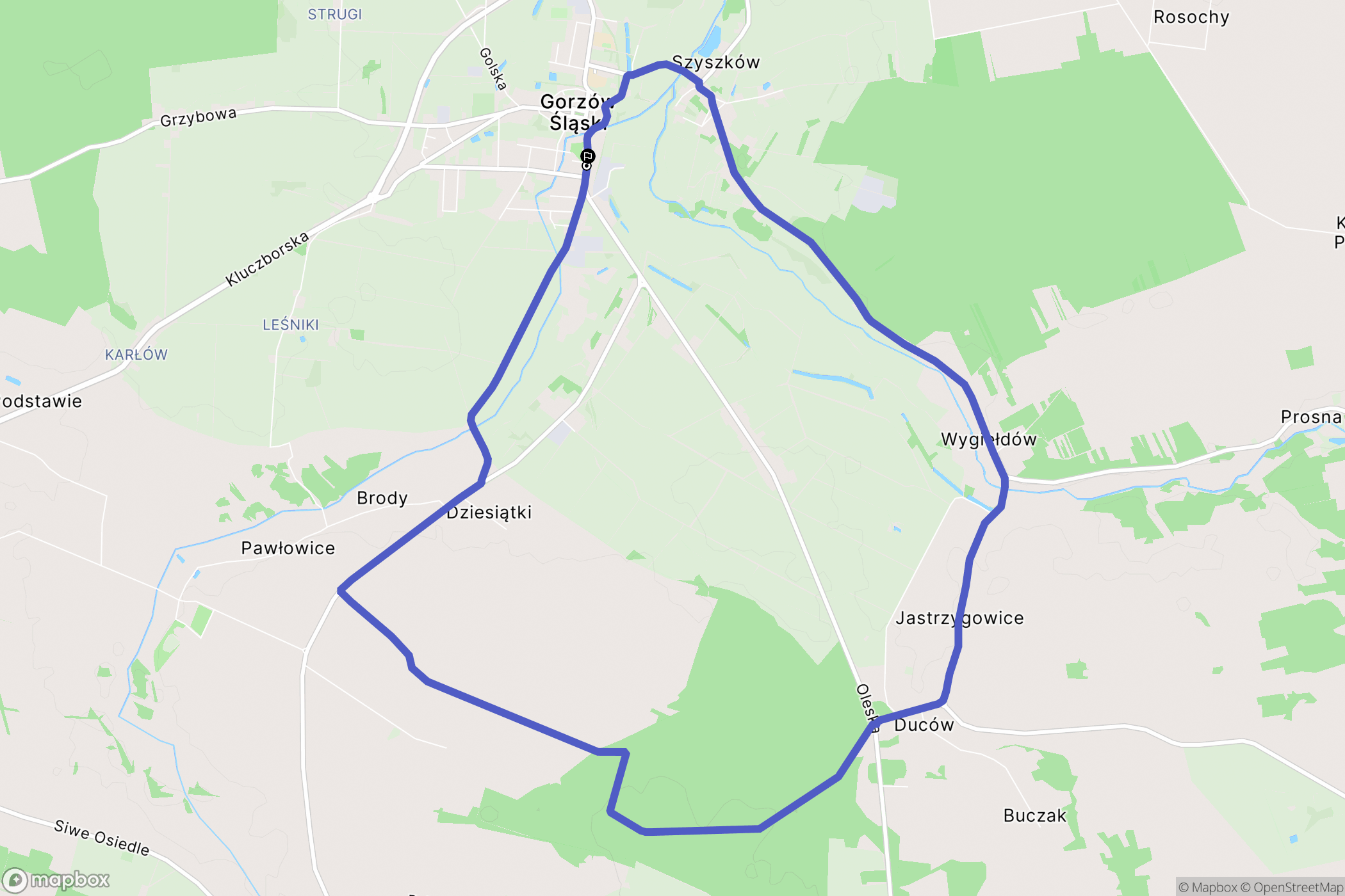 Gorzów Śląski: mapa trasy - Poland