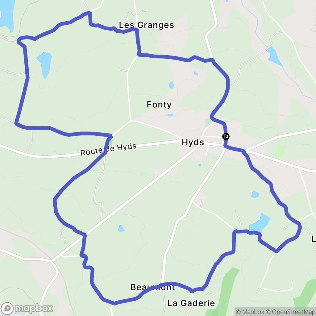 Hyds : carte du parcours de randonnée - France