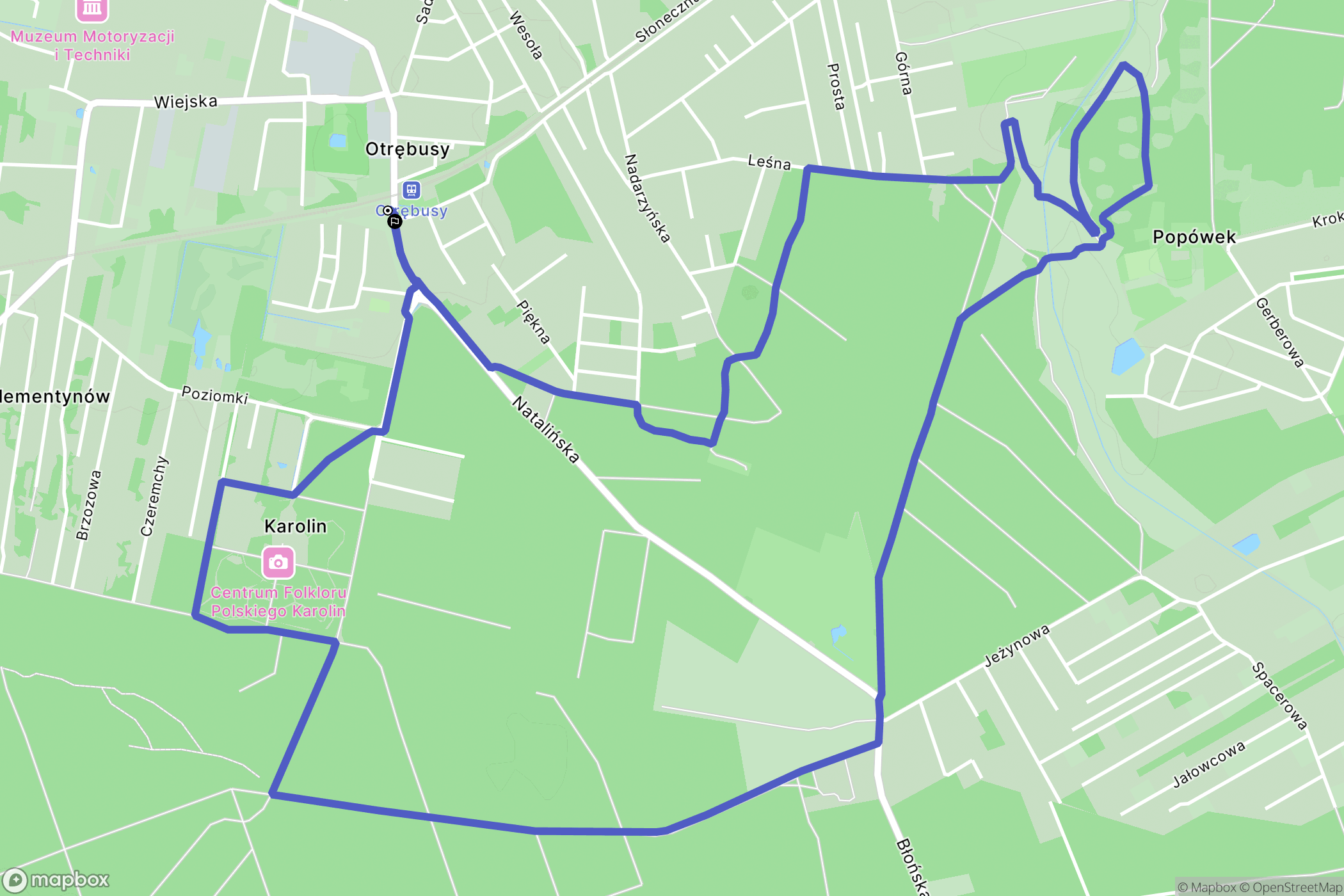 Otrębusy: mapa trasy - Poland