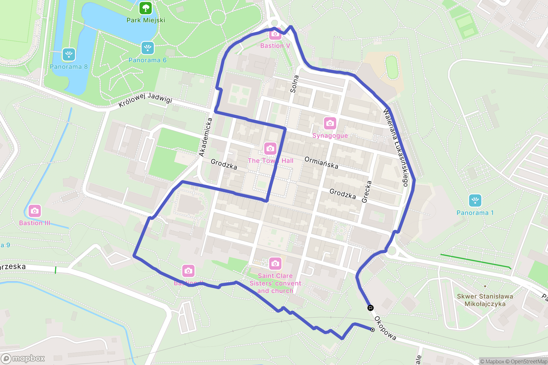 Zamość: mapa trasy - Poland