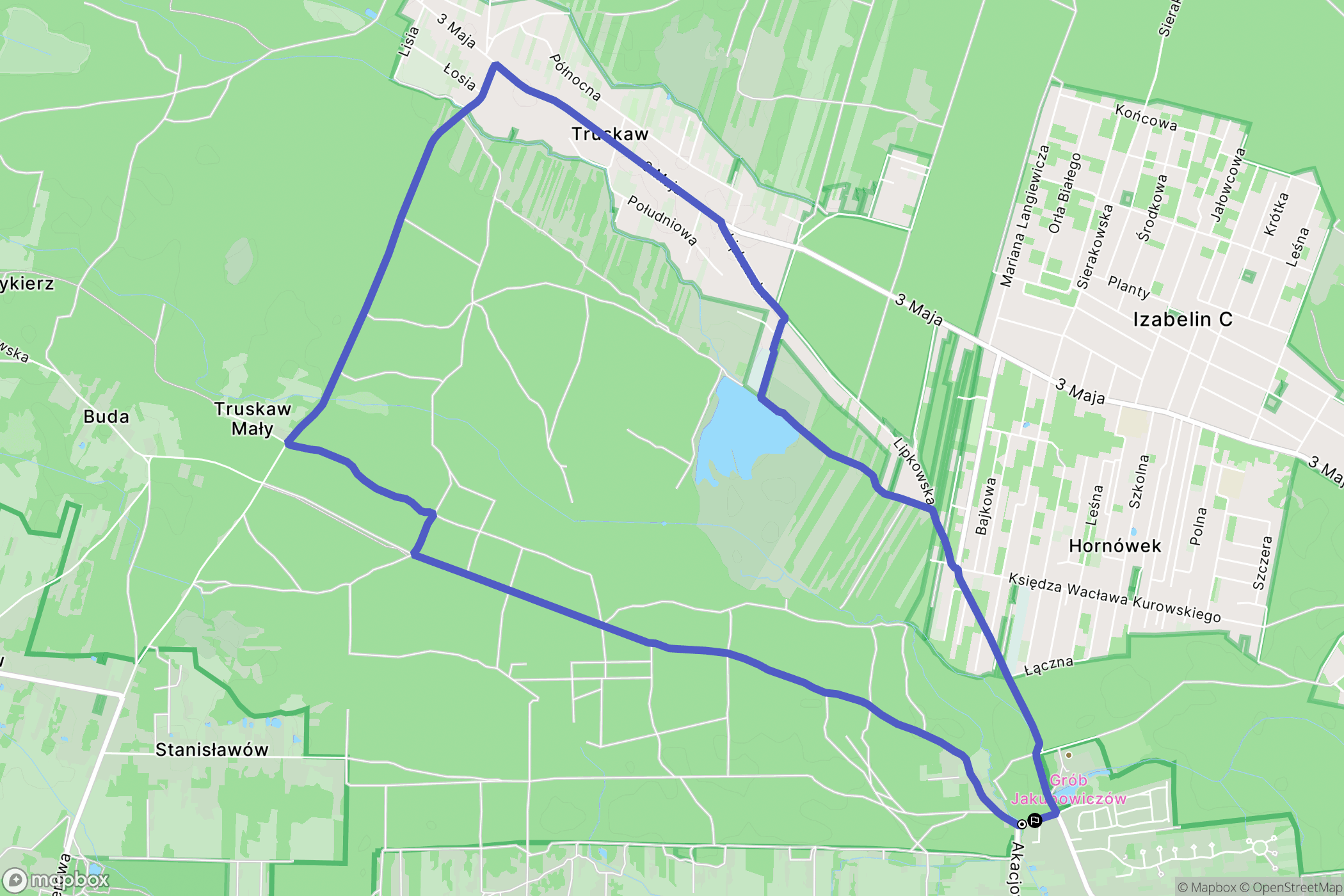 Lipków: mapa trasy - Poland