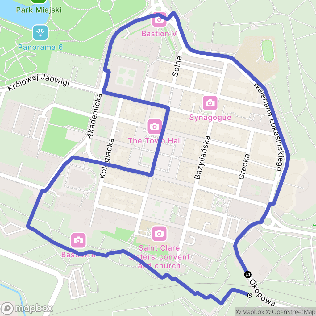 Zamość: mapa trasy - Poland