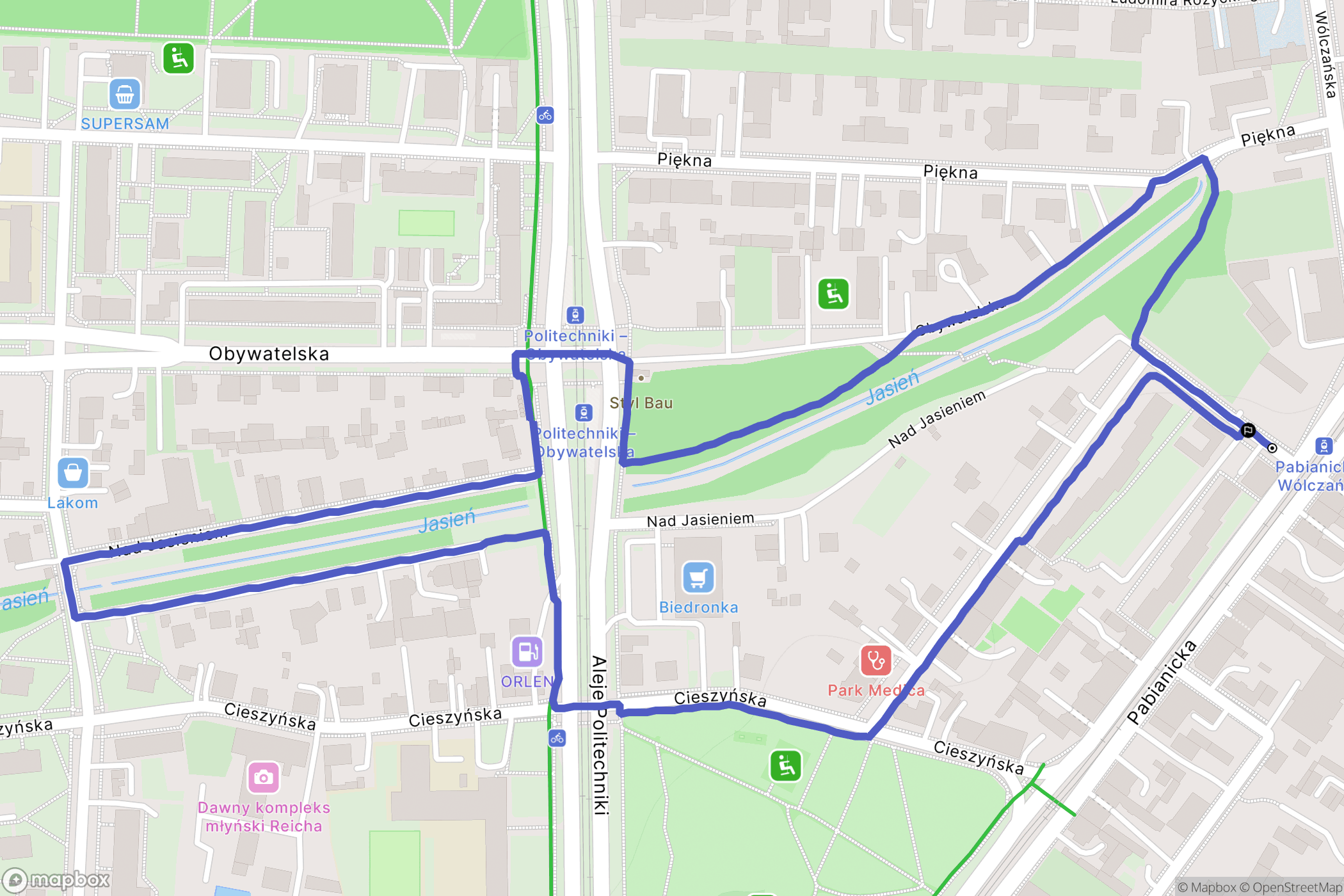 Łódź: mapa trasy - Poland