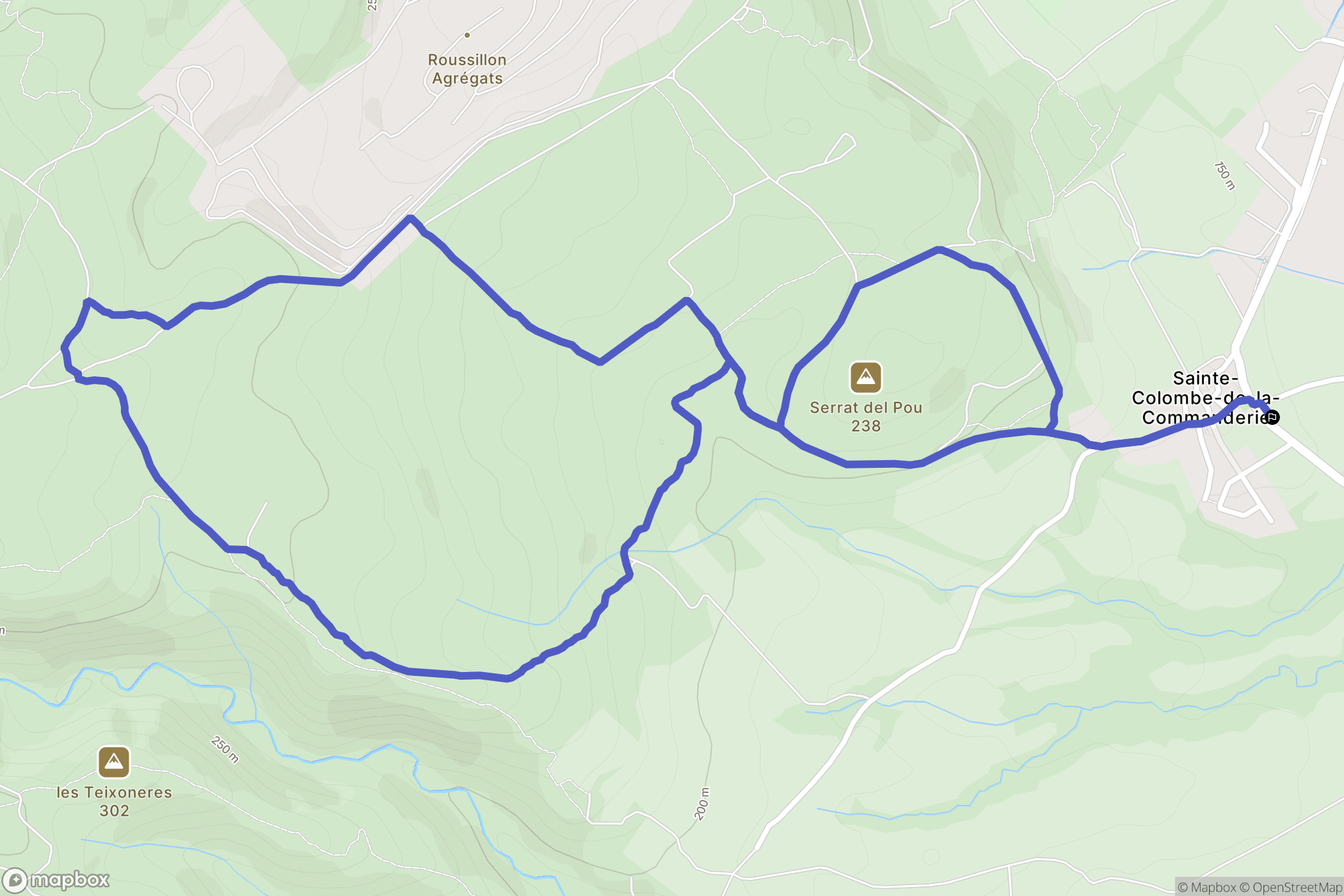 Sainte-Colombe-de-la-Commanderie : carte du parcours de randonnée - France
