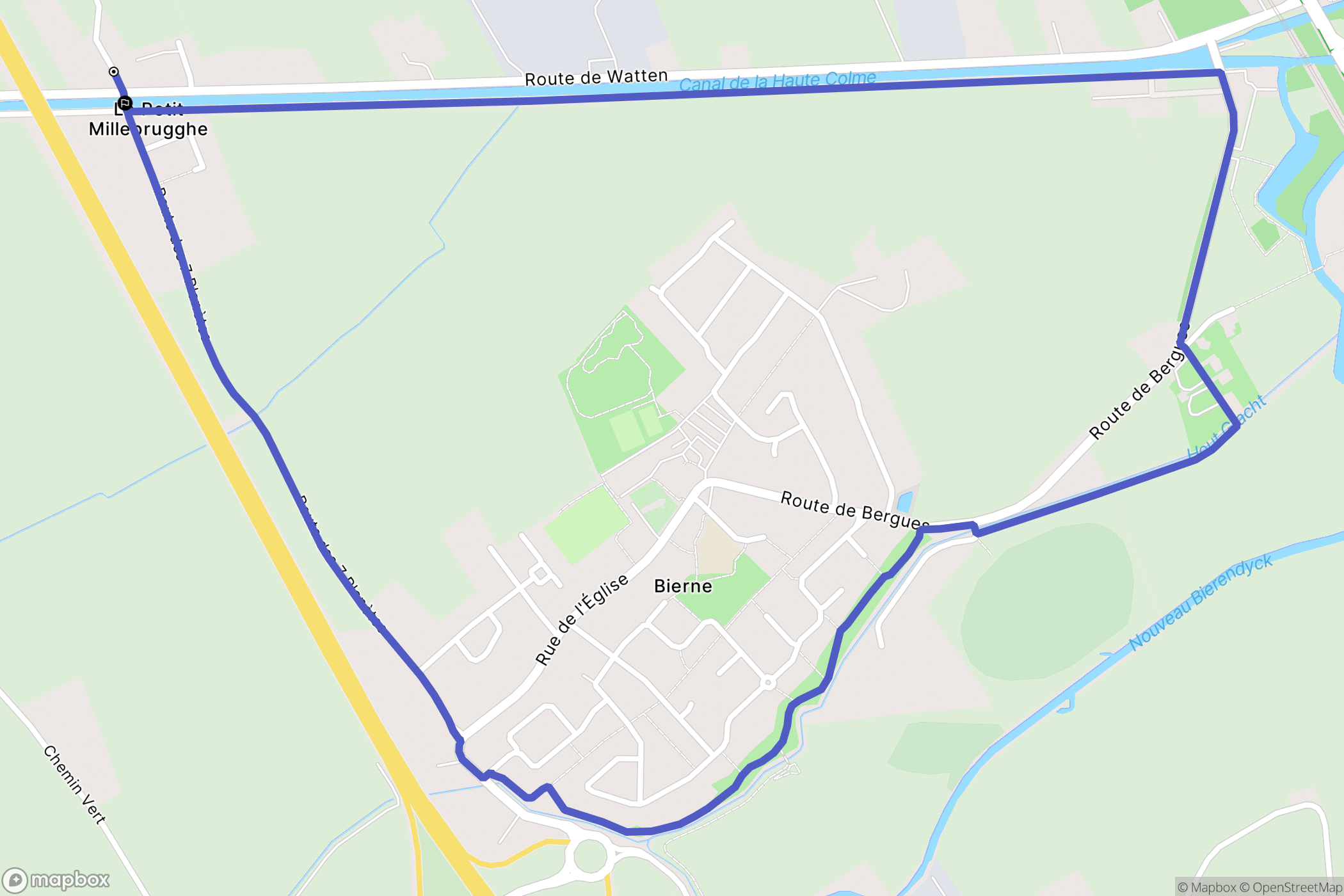 Bierne : carte du parcours de randonnée - France