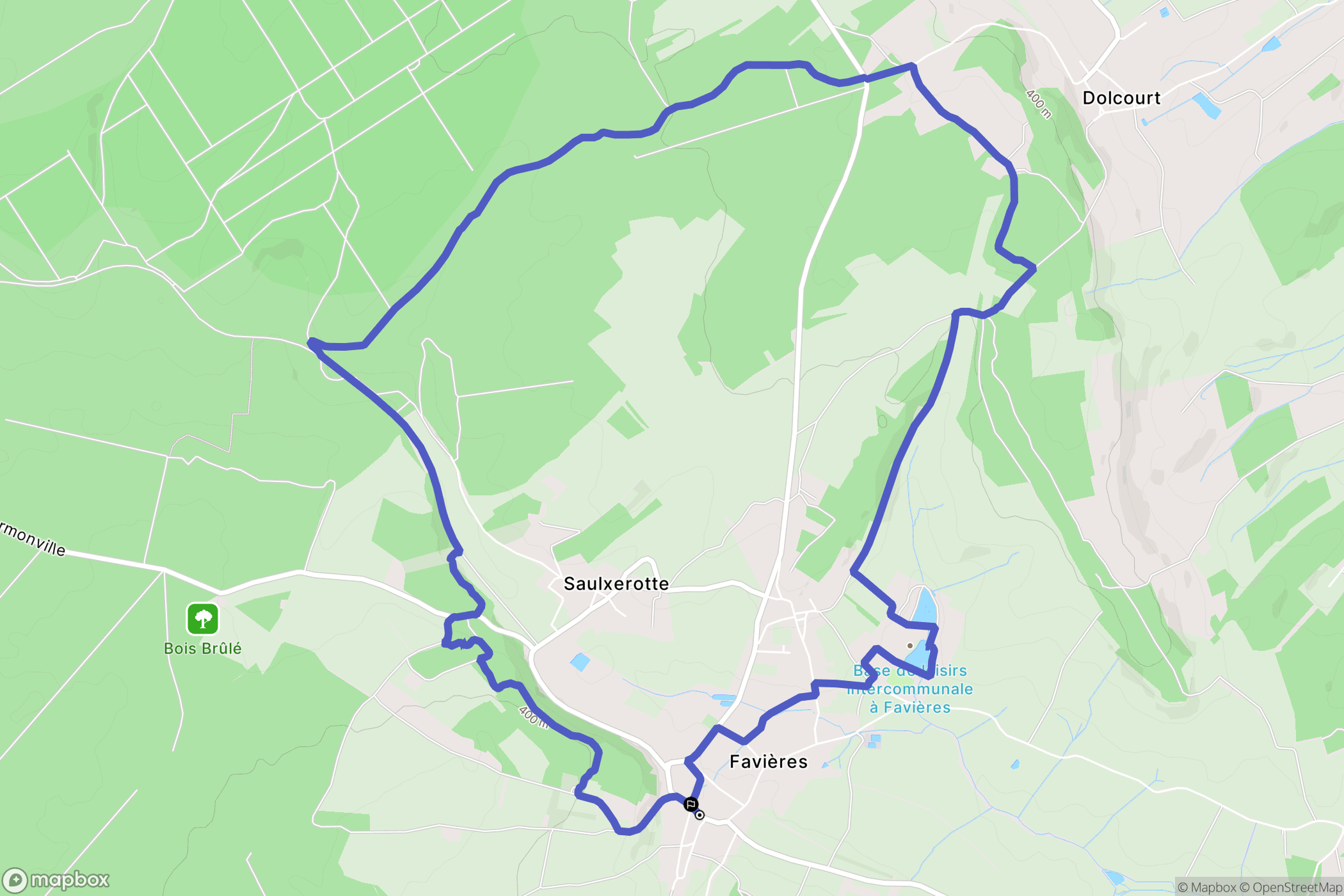 Favières : carte du parcours de randonnée - France