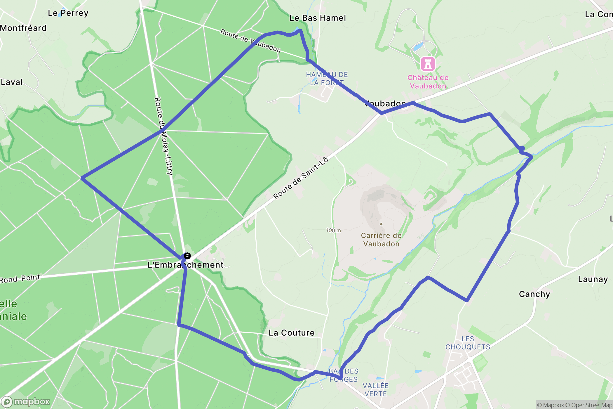 Montfiquet : carte du parcours de randonnée - France