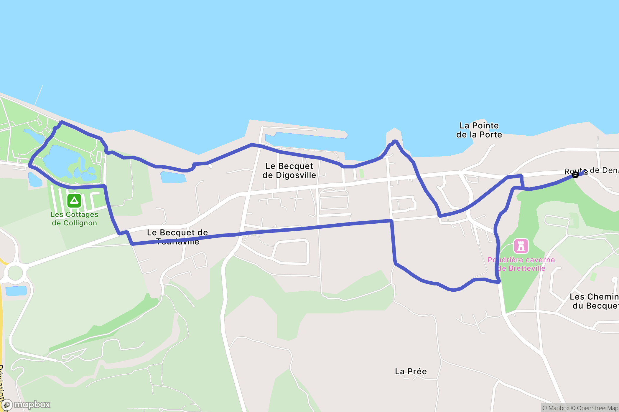 Digosville : carte du parcours de randonnée - France