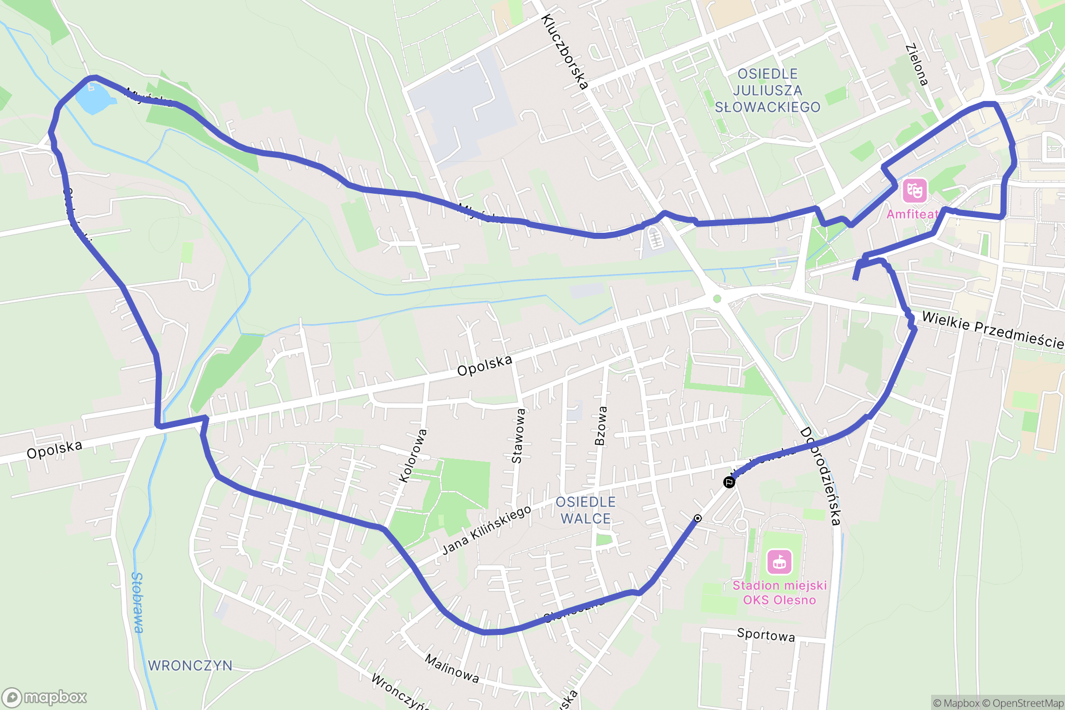 Olesno: mapa trasy - Poland