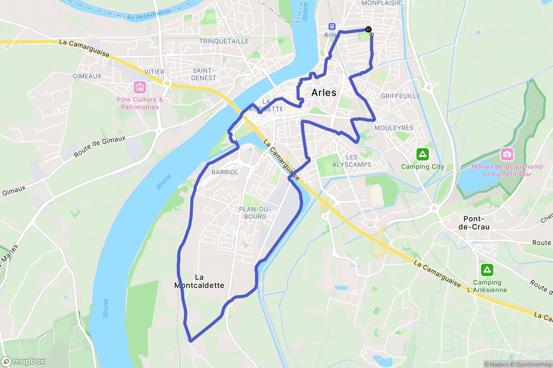 Arles : carte du parcours de randonnée - France