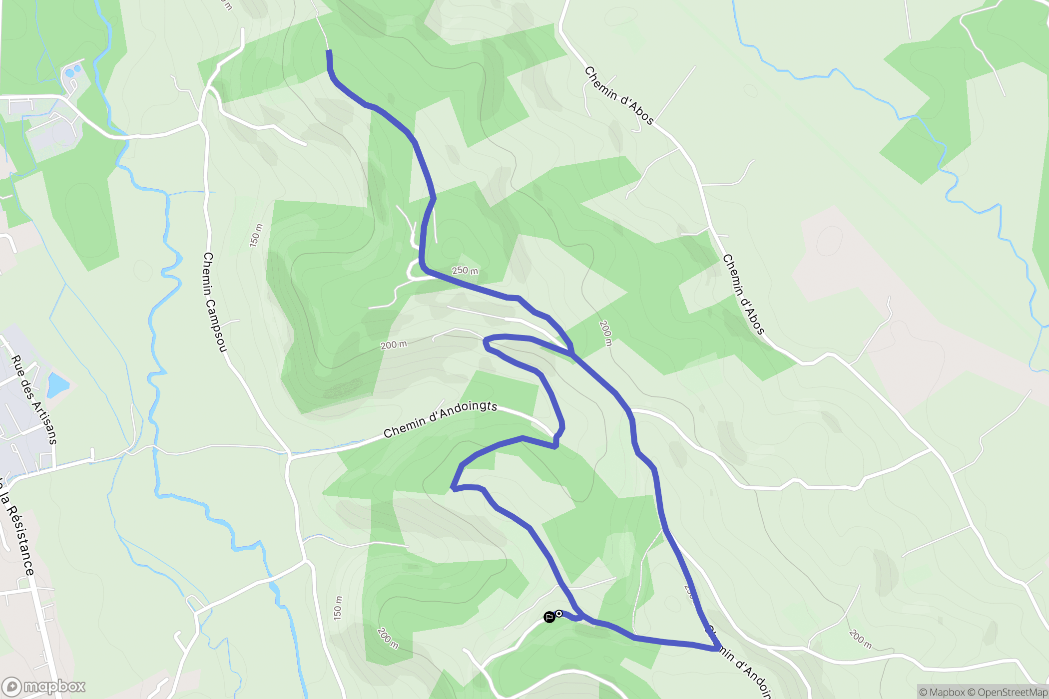 Monein : carte du parcours de randonnée - France