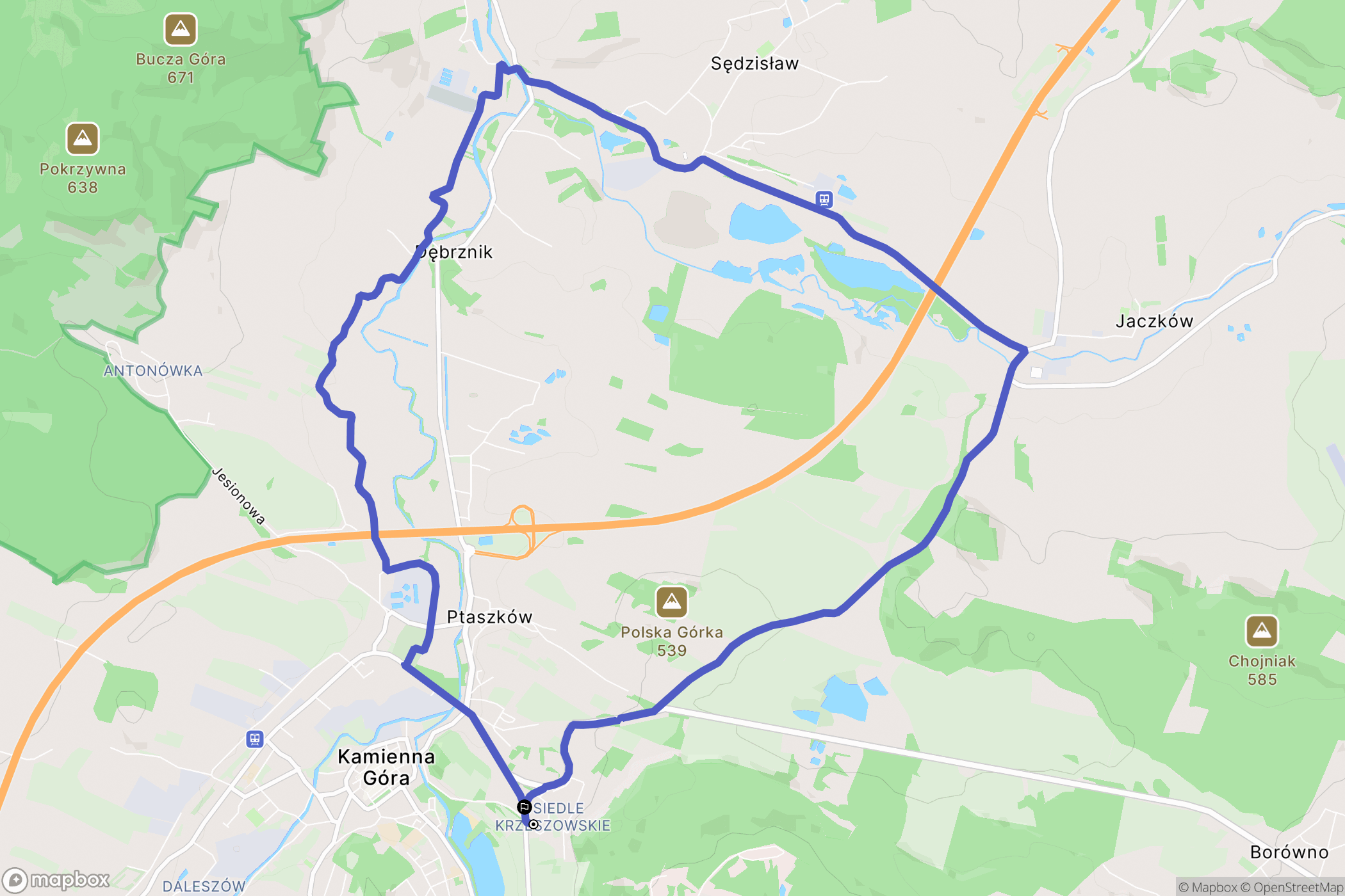 Kamienna Góra: mapa trasy - Poland