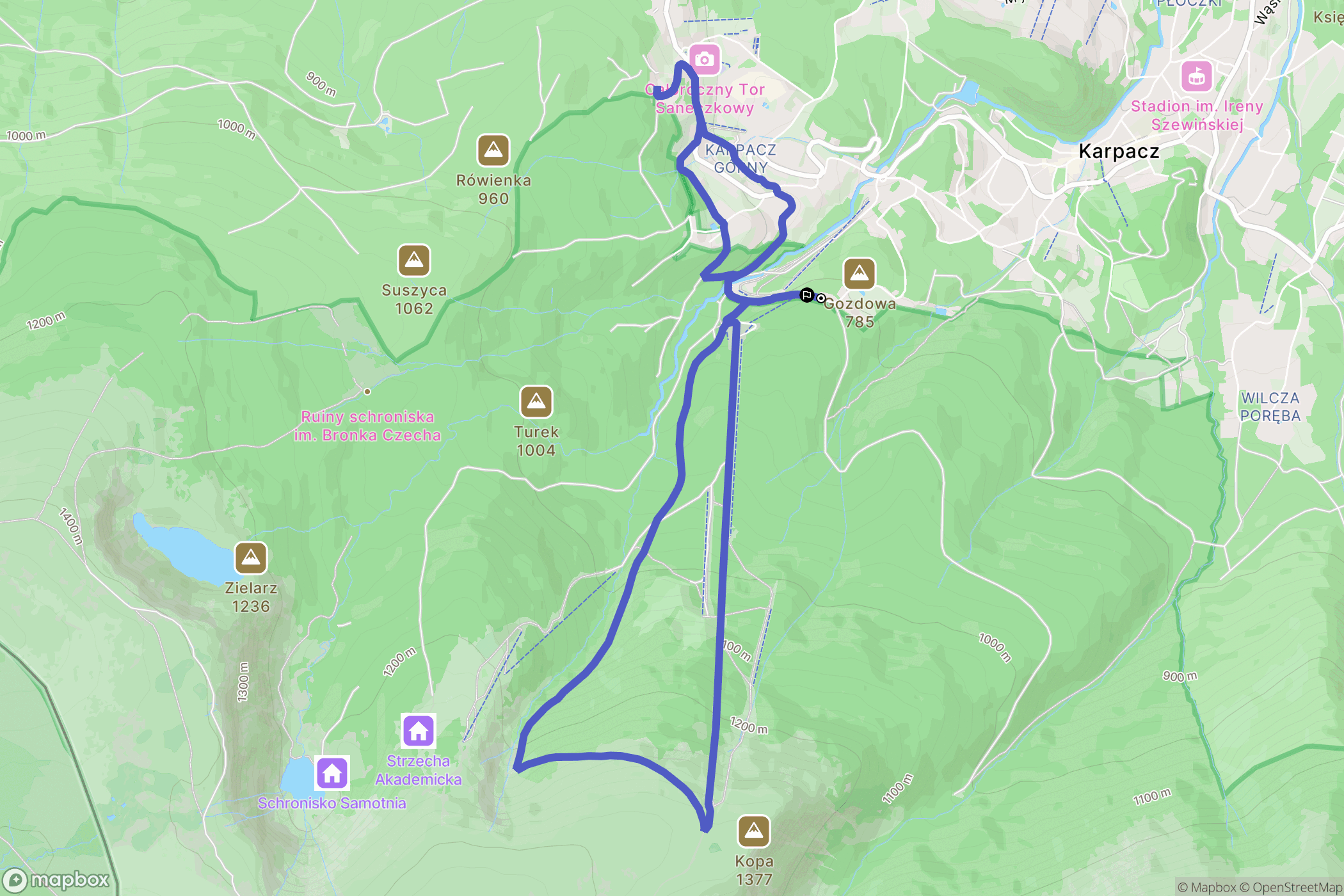 Karpacz: mapa trasy - Poland