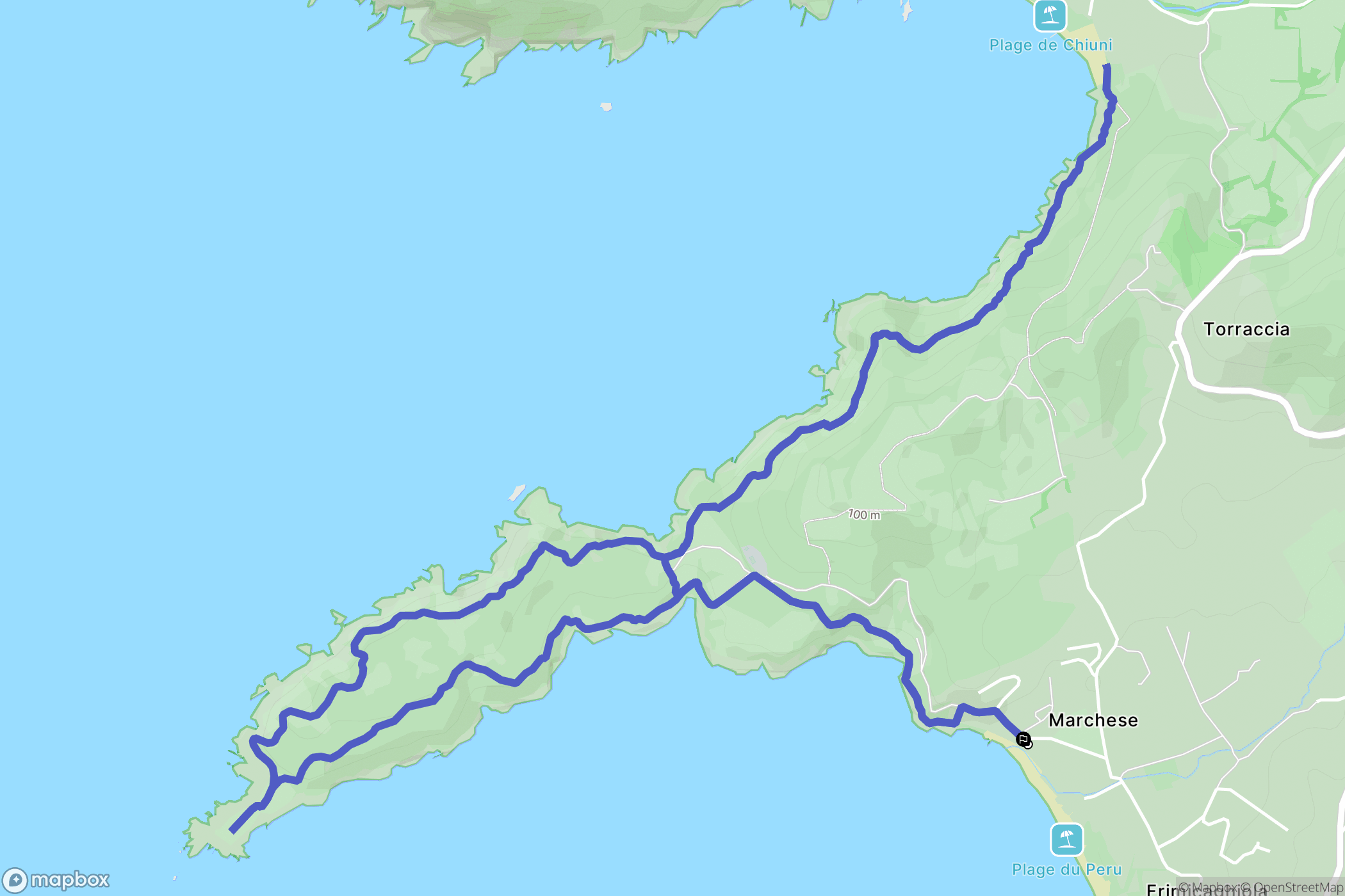 Cargèse : carte du parcours de randonnée - France