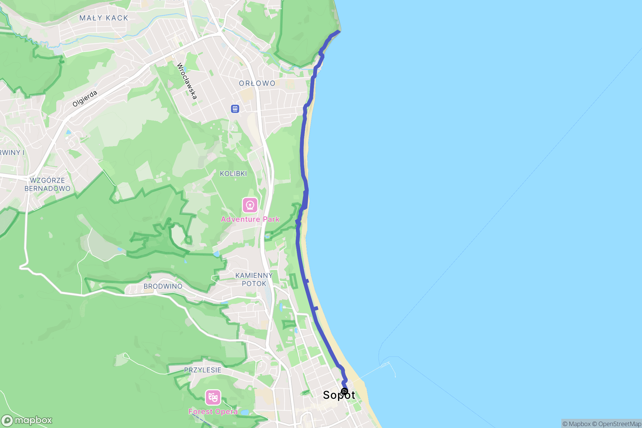 Sopot: mapa trasy - Poland