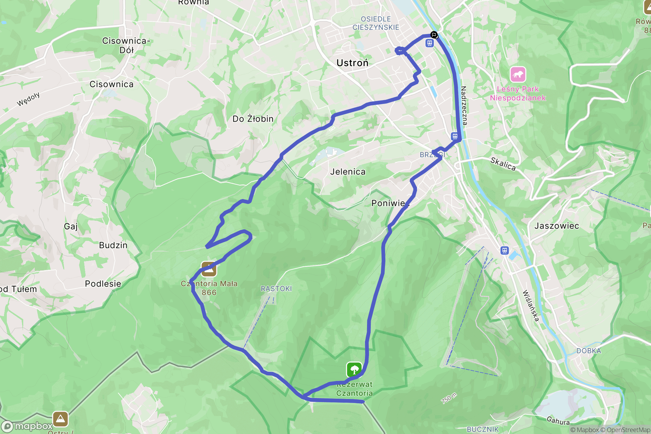 Ustroń: mapa trasy - Poland