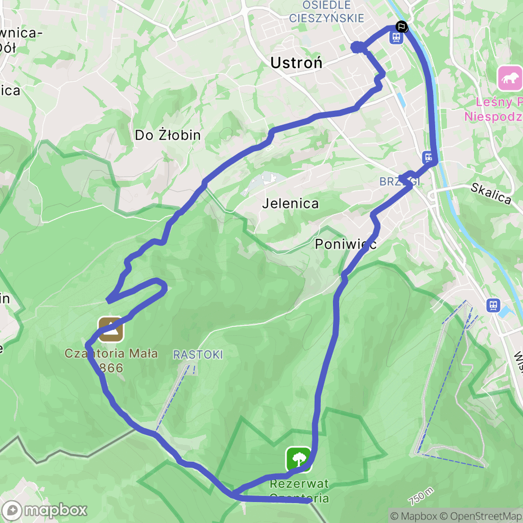 Ustroń: mapa trasy - Poland