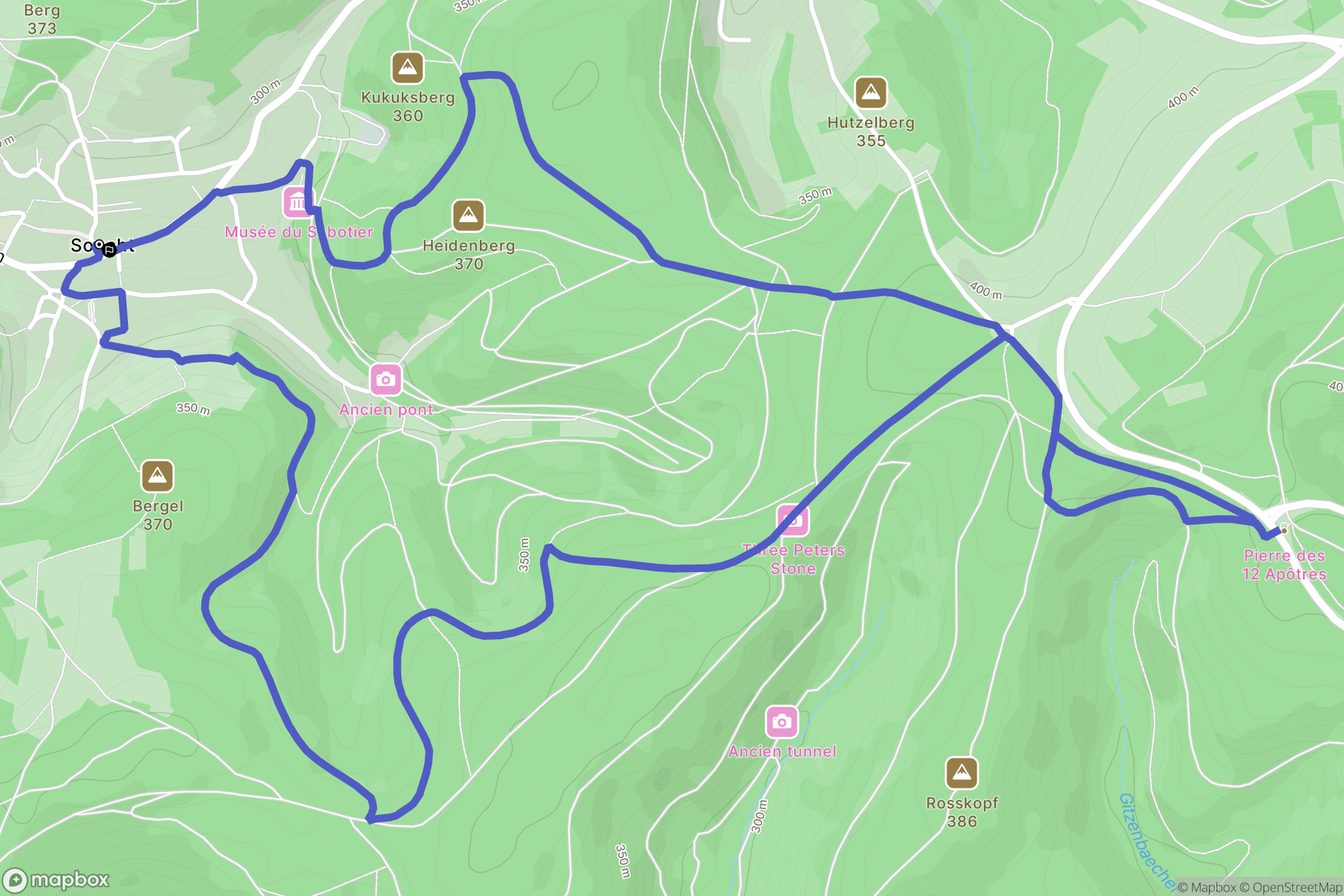 Soucht : carte du parcours de randonnée - France