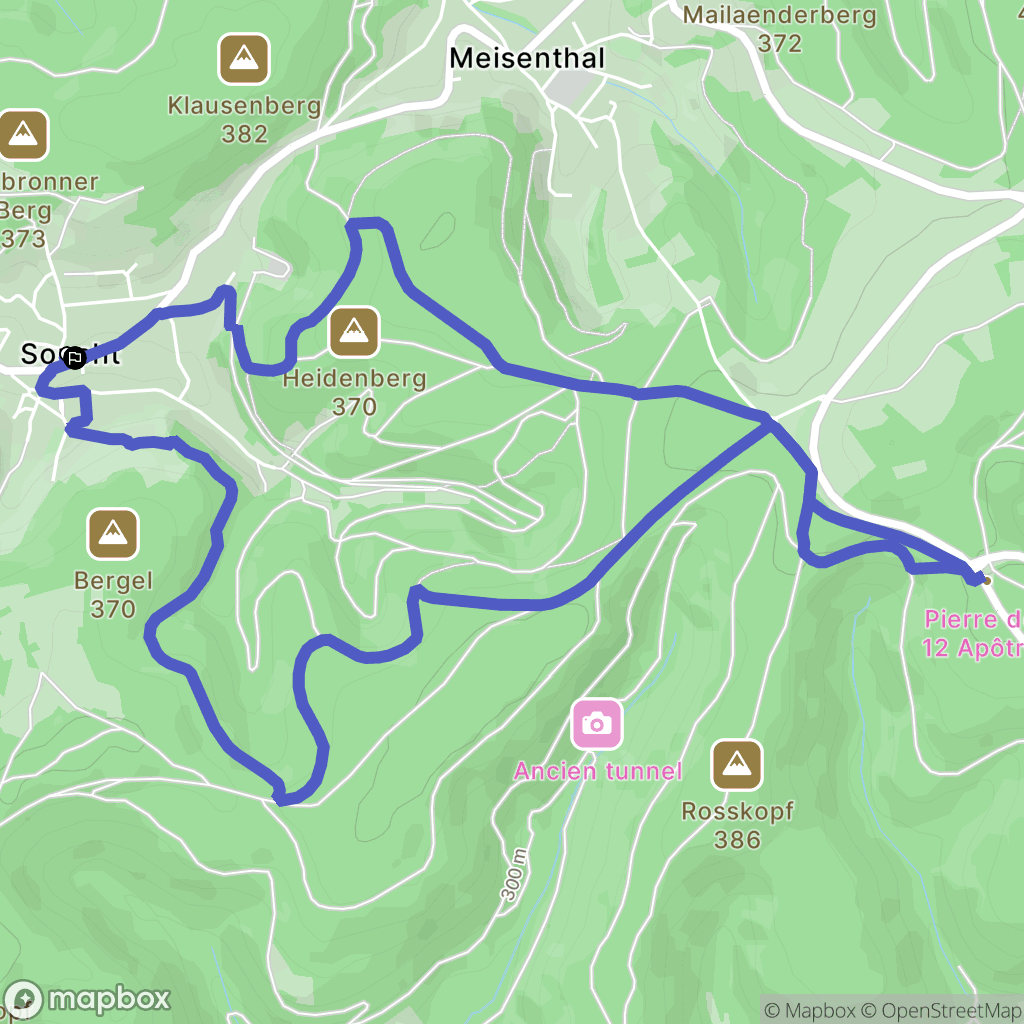 Soucht : carte du parcours de randonnée - France