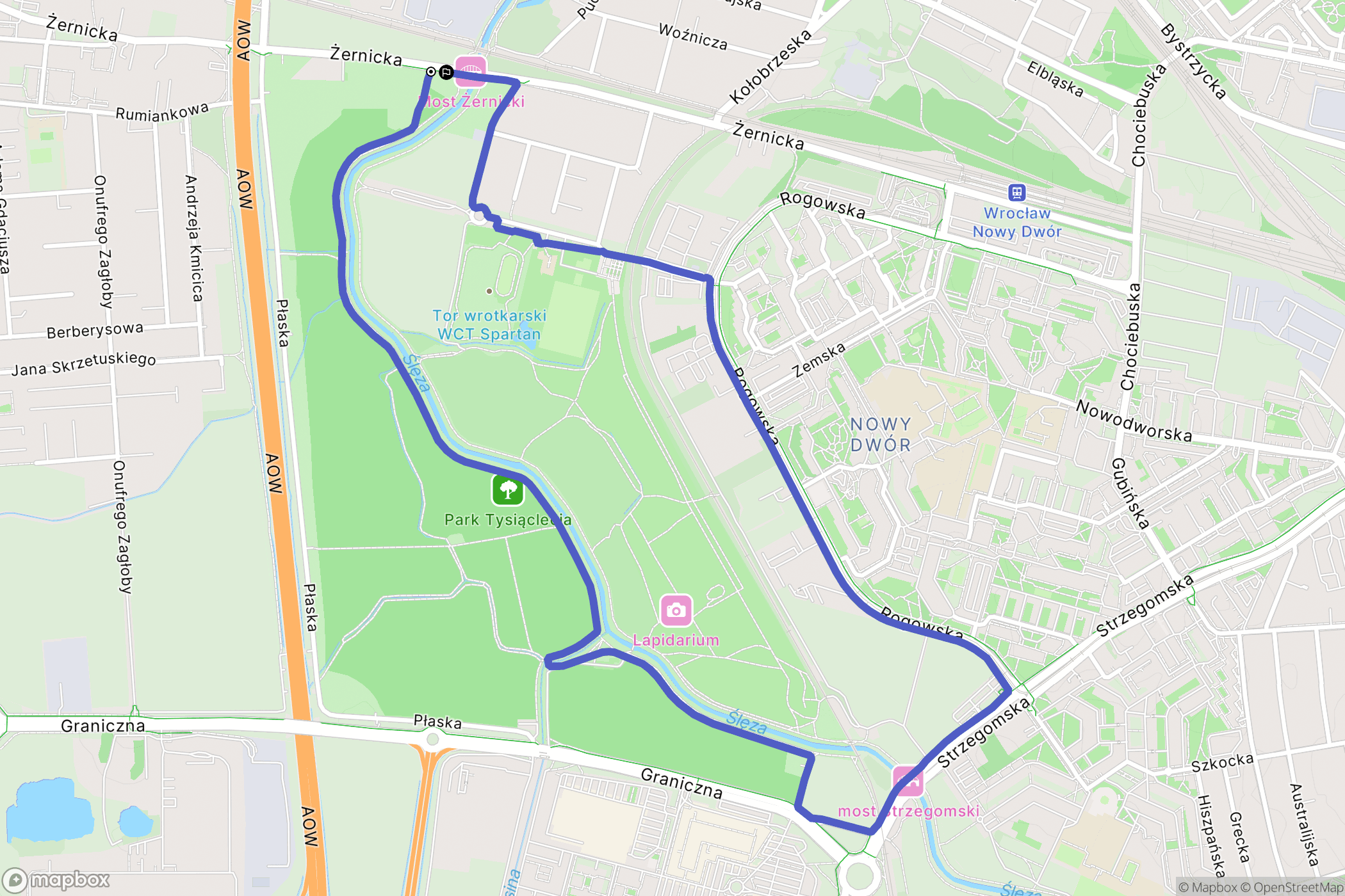Wrocław: mapa trasy - Poland
