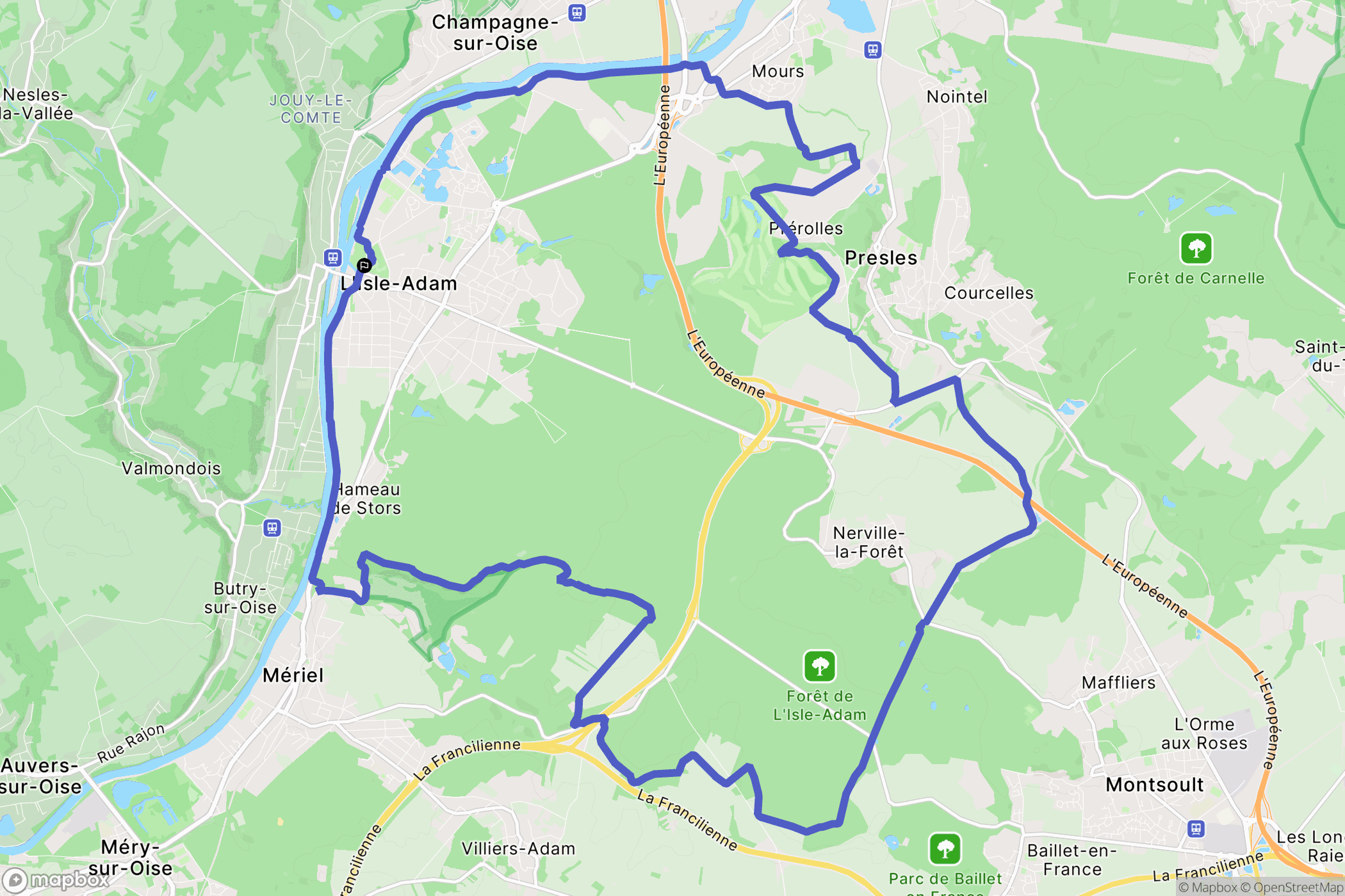 L'Isle-Adam : carte du parcours de randonnée - France