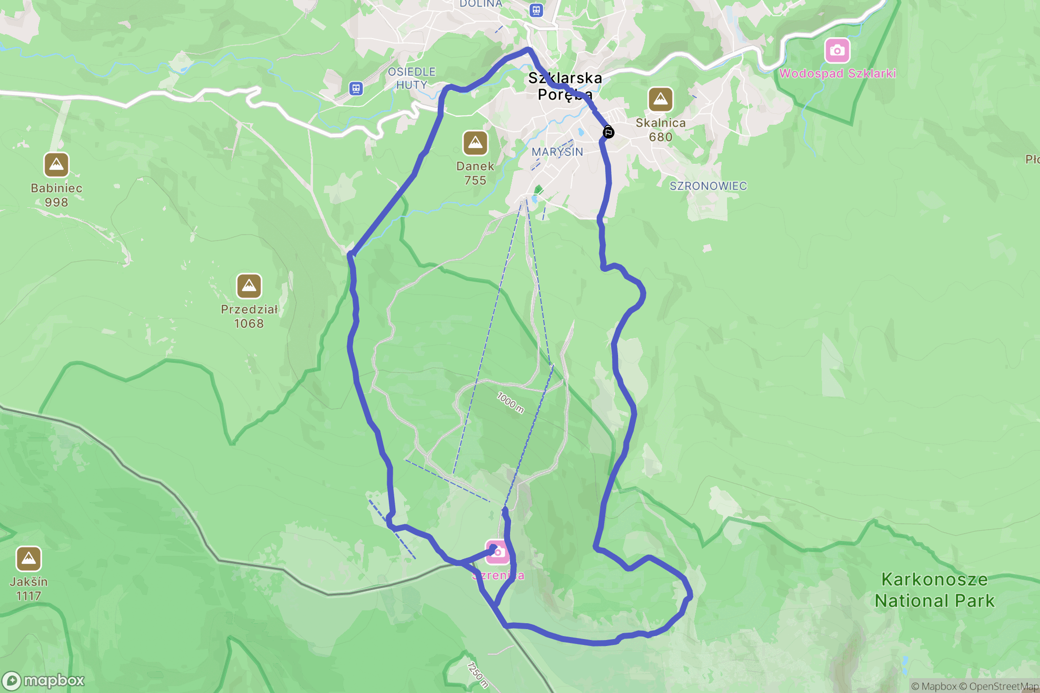 Szklarska Poręba: mapa trasy - Poland