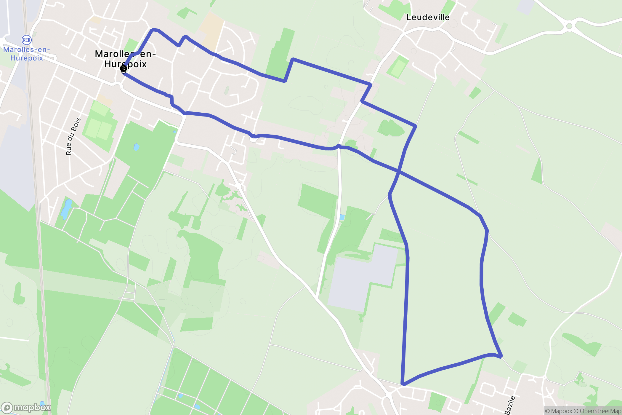 Marolles-en-Hurepoix : carte du parcours de randonnée - France