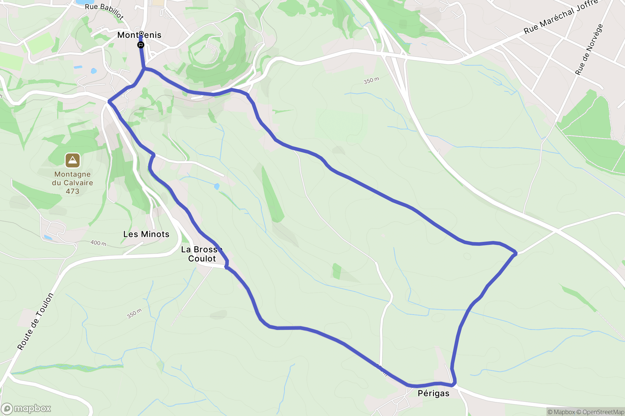 Montcenis : carte du parcours de randonnée - France