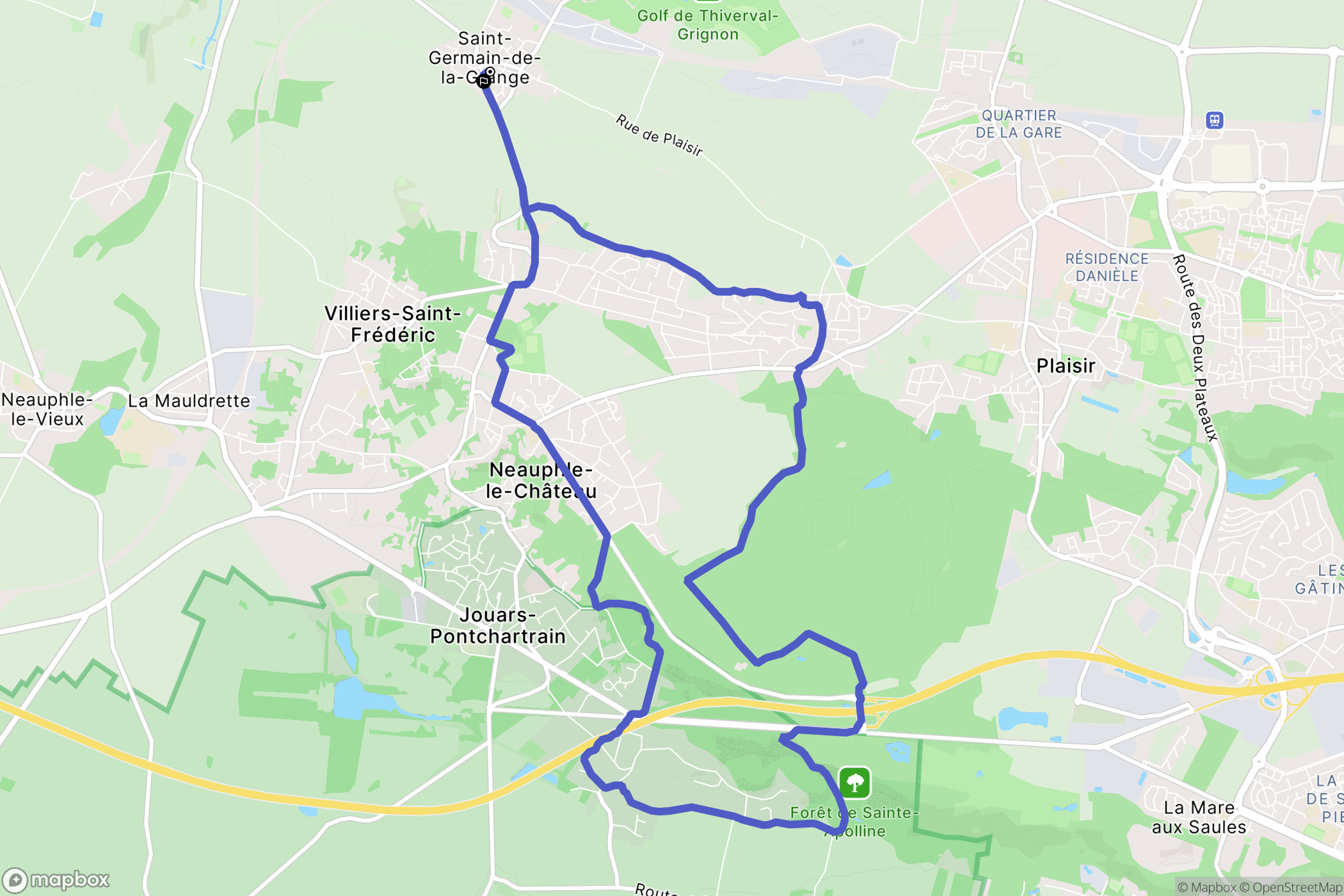 Saint-Germain-de-la-Grange : carte du parcours de randonnée - France