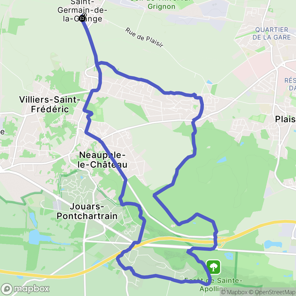 Saint-Germain-de-la-Grange : carte du parcours de randonnée - France