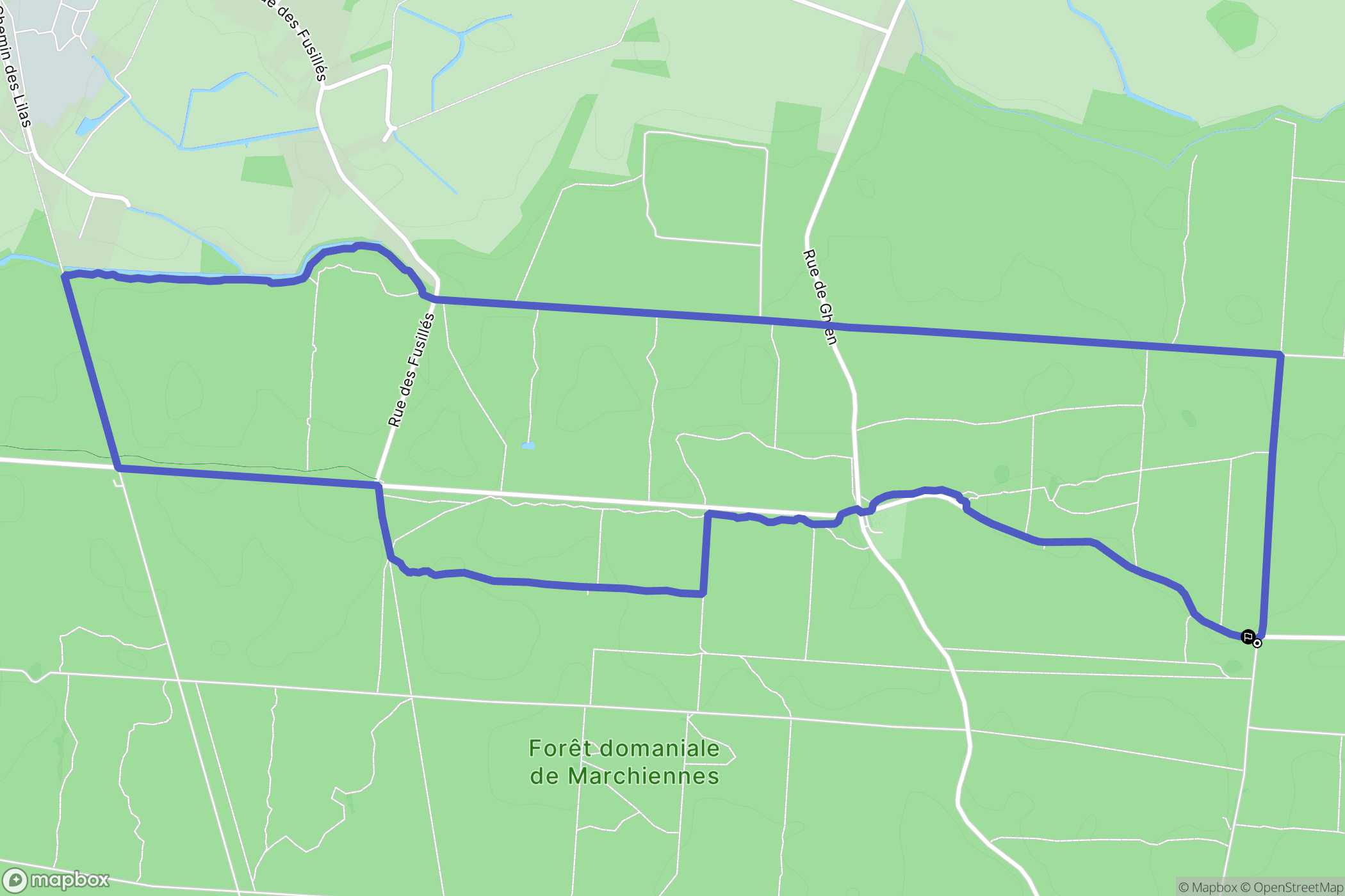 Marchiennes : carte du parcours de randonnée - France