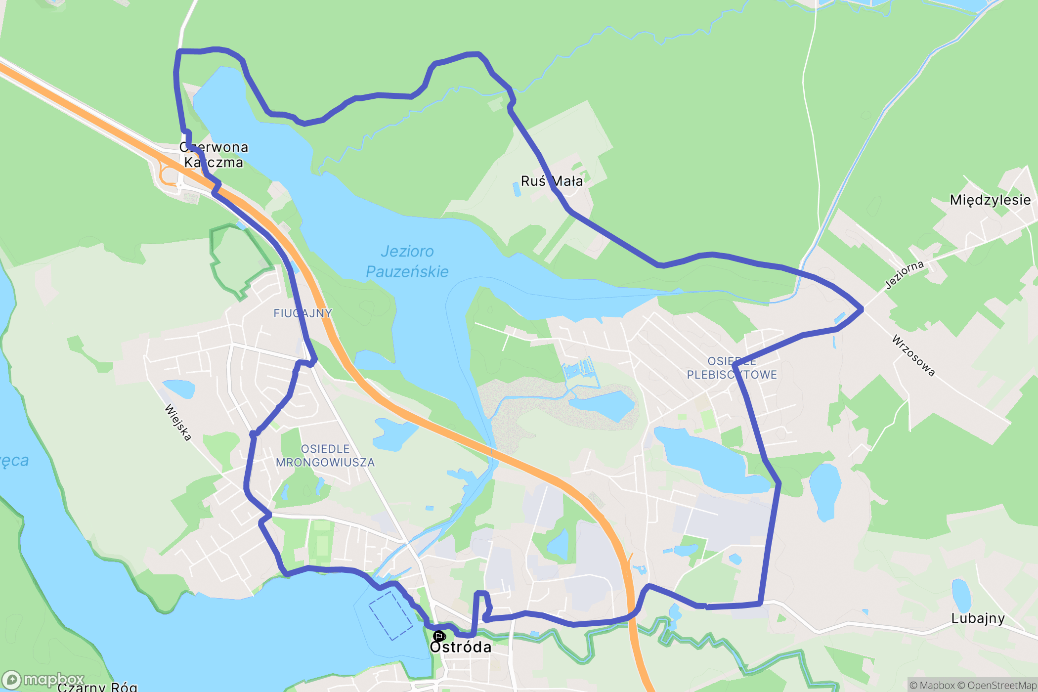 Ostróda: mapa trasy - Poland