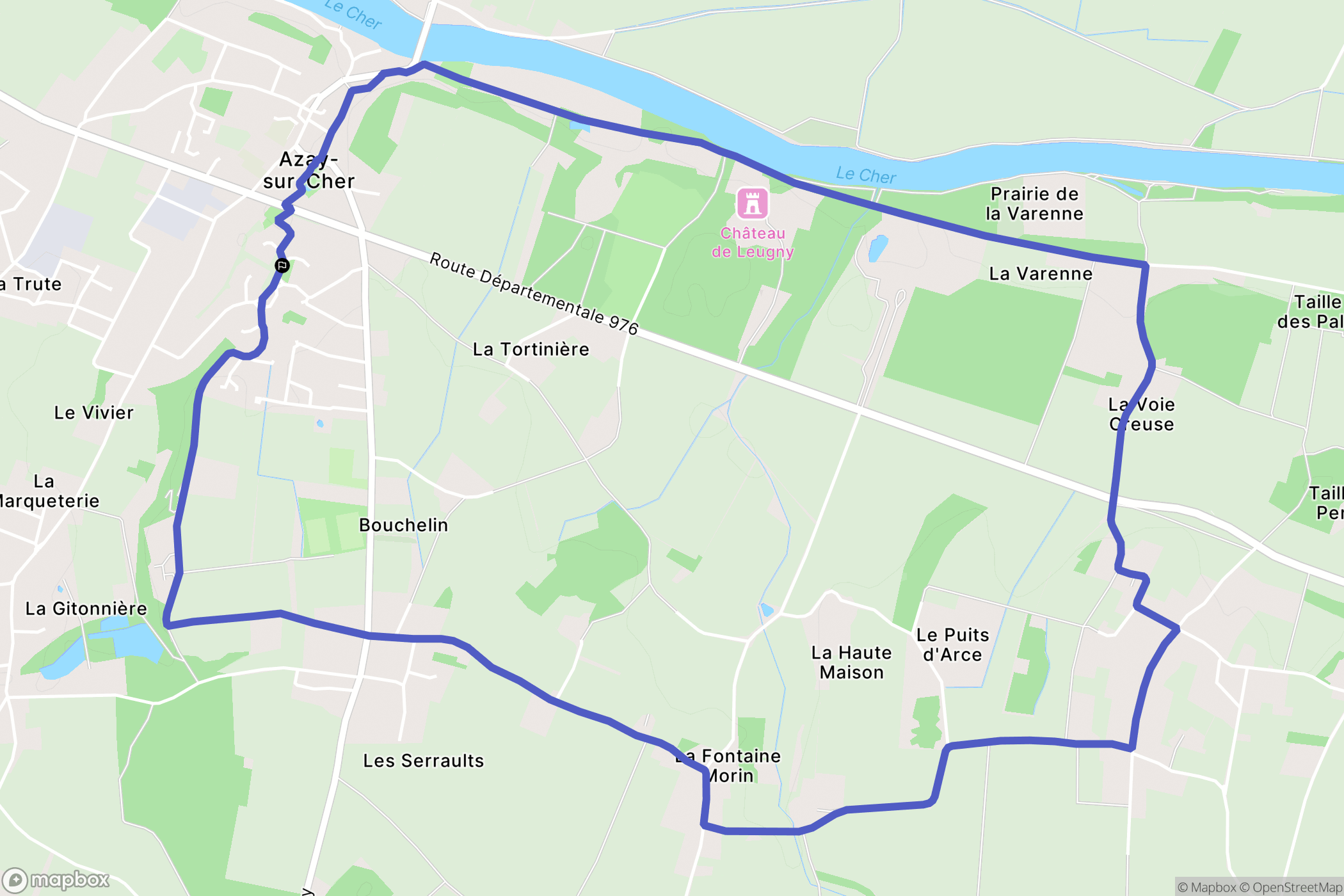 Azay-sur-Cher : carte du parcours de randonnée - France