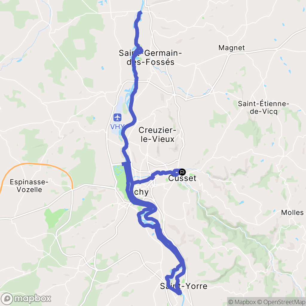 Cusset : carte du parcours de randonnée - France