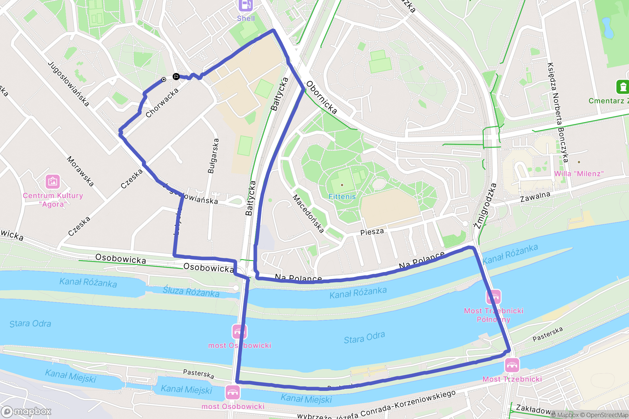 Wrocław: mapa trasy - Poland
