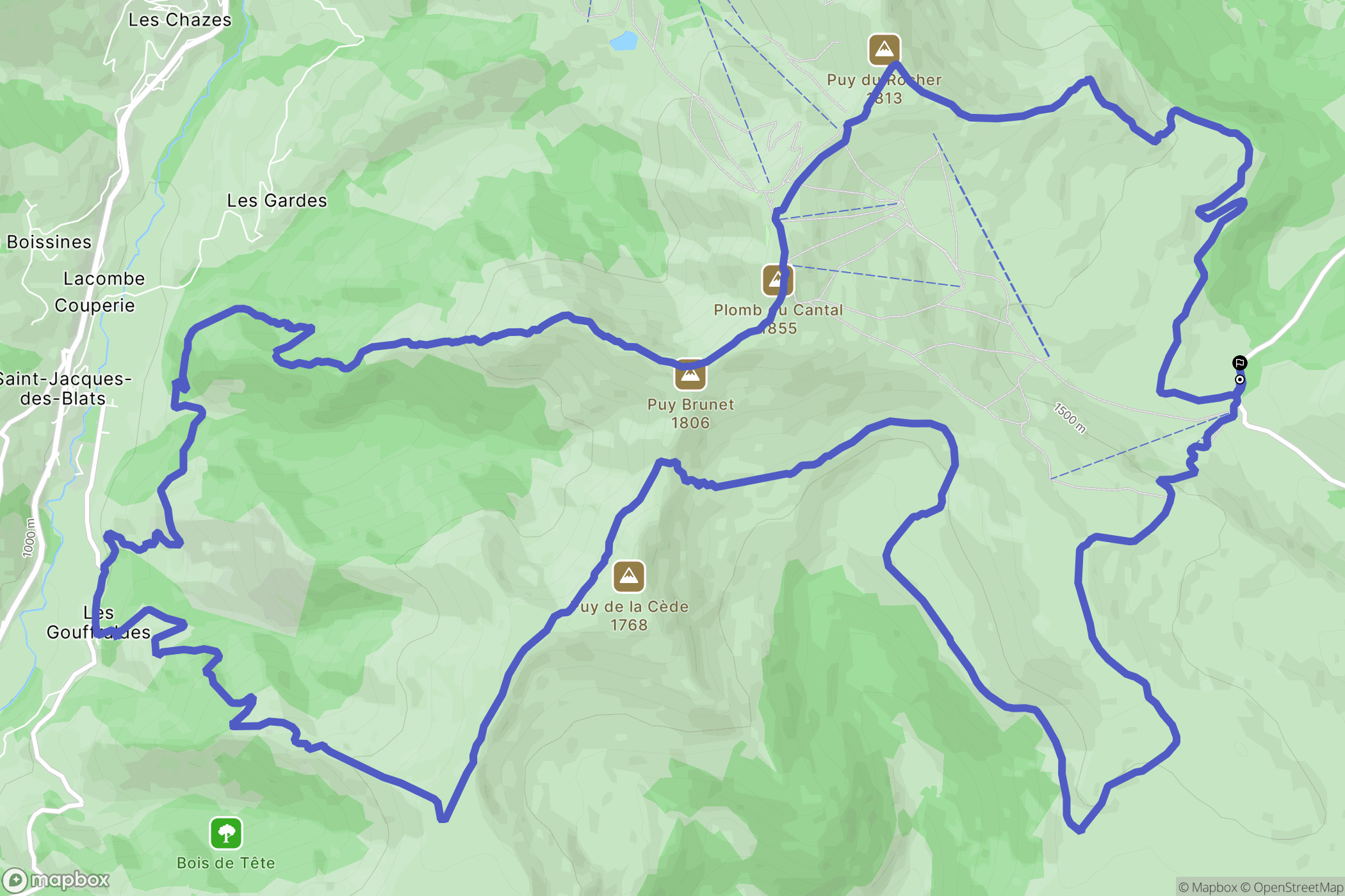Albepierre-Bredons : carte du parcours de randonnée - France