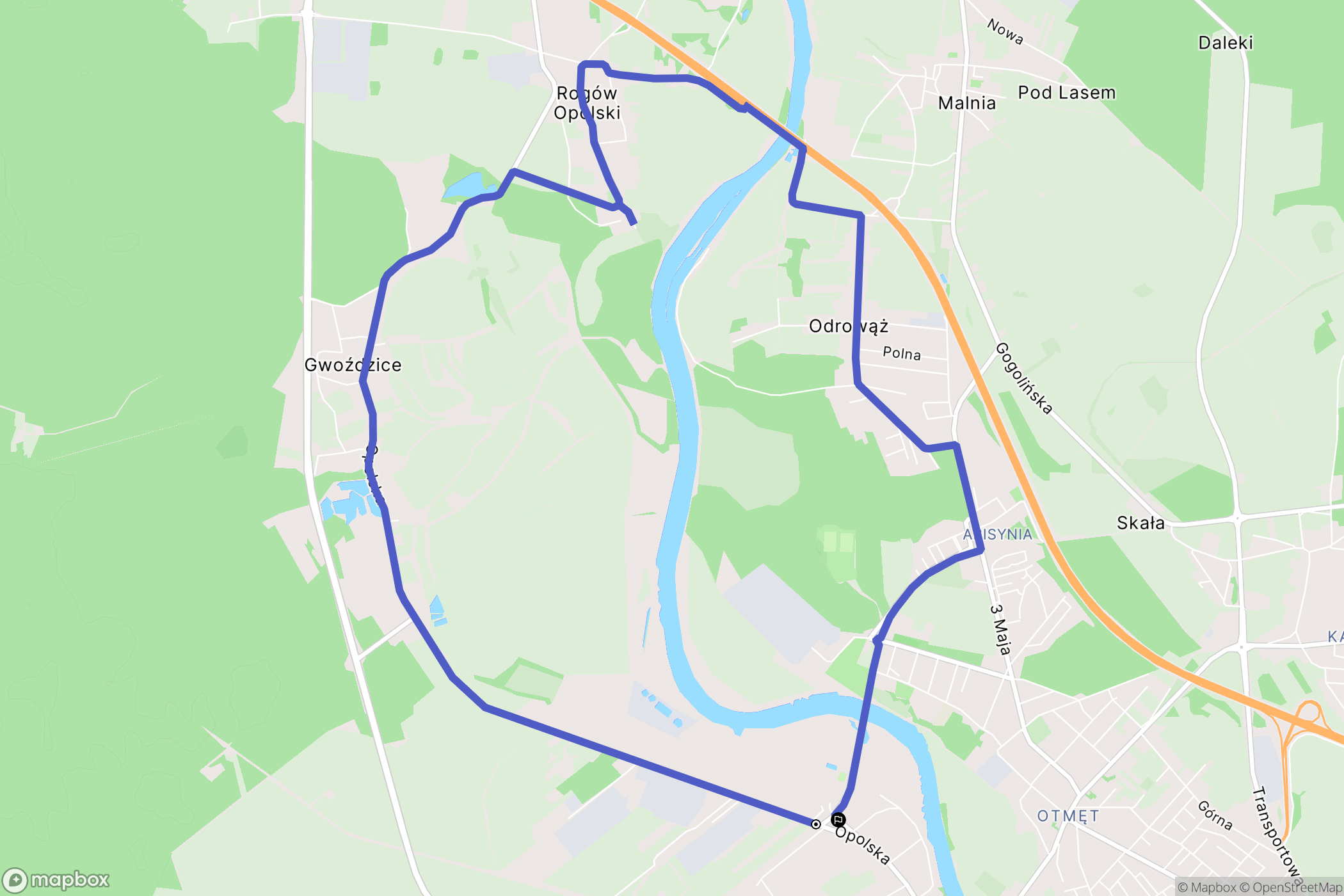 Krapkowice: mapa trasy - Poland