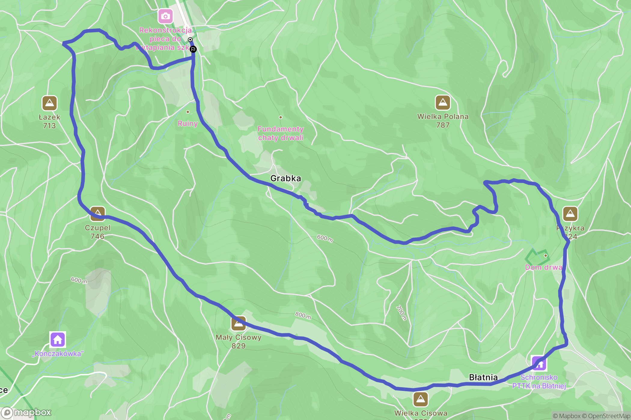 Jaworze: mapa trasy - Poland