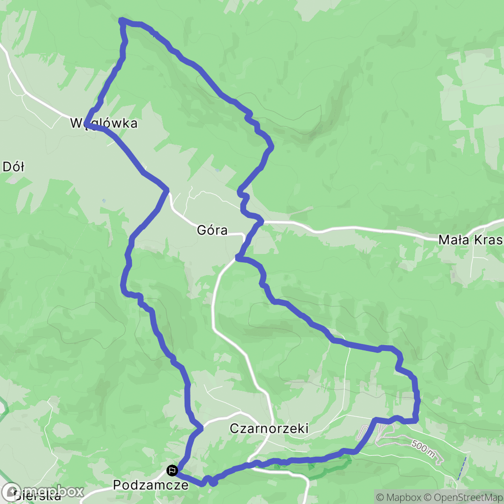 Korczyna: mapa trasy - Poland
