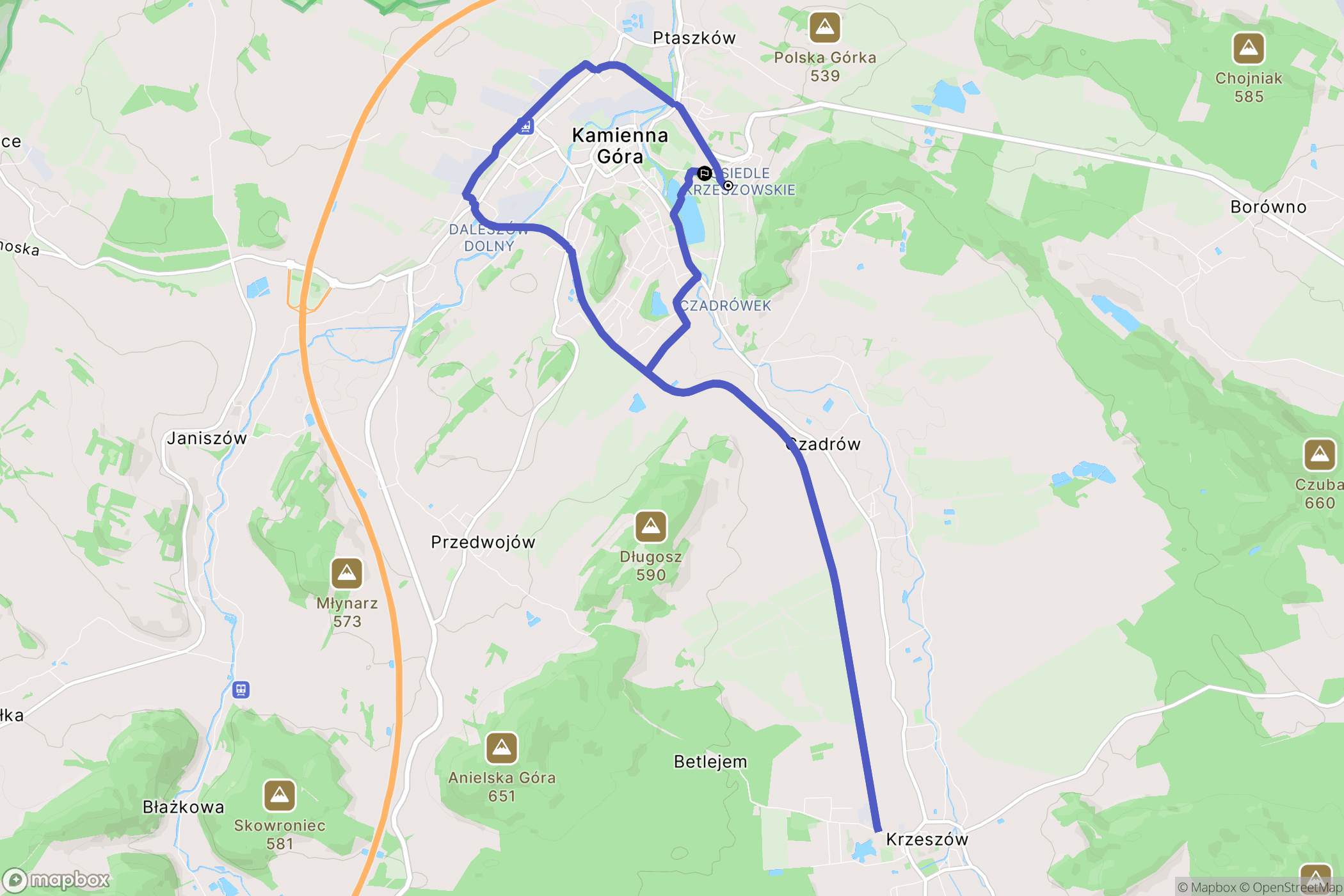 Kamienna Góra: mapa trasy - Poland