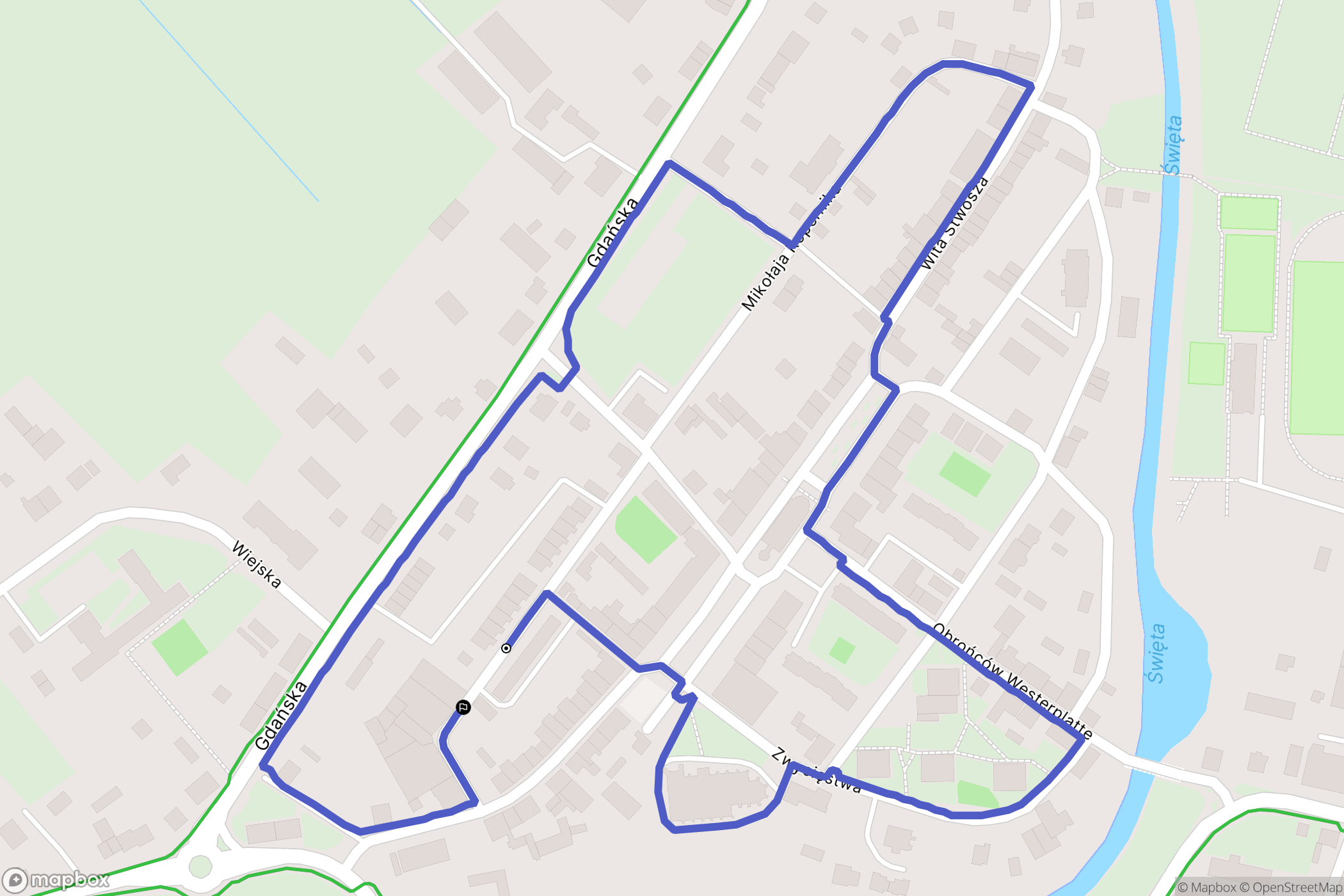 Nowy Staw: mapa trasy - Poland